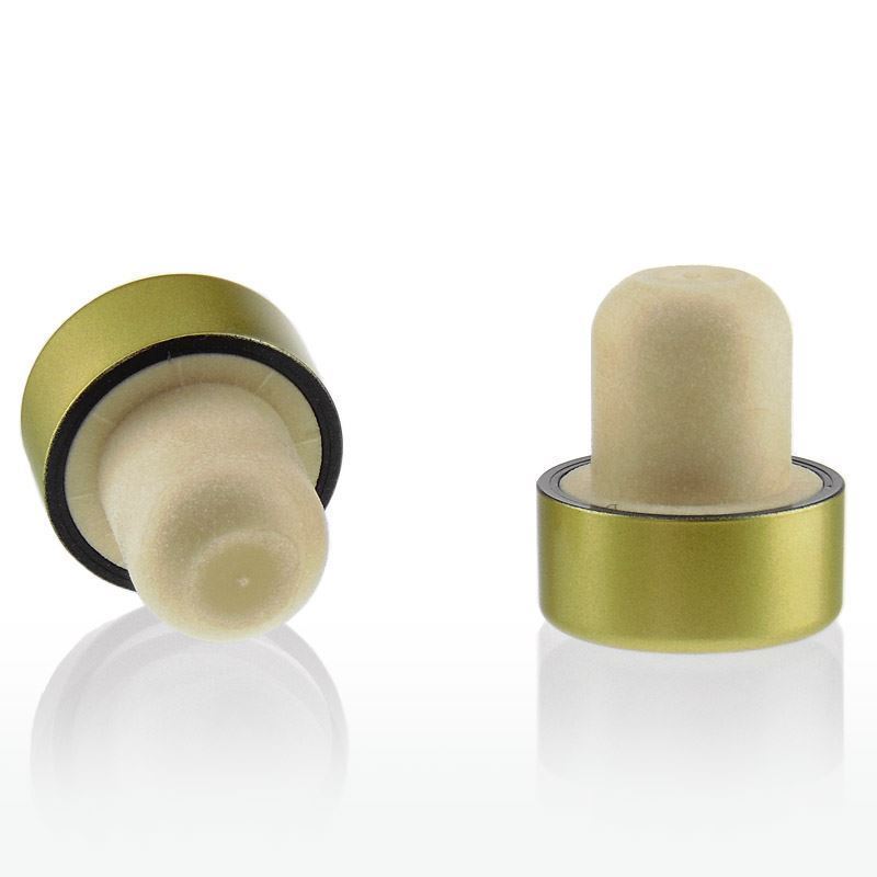 Rolhas capsuladas 19 mm, plástico, dourado, para boca: Cortiça