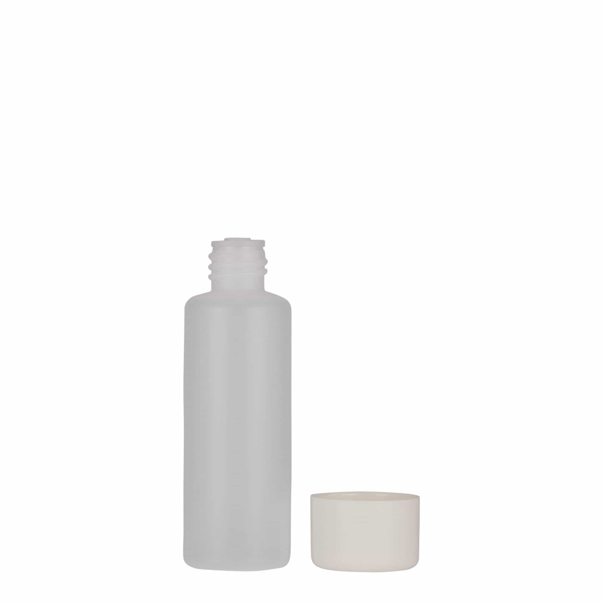 Frasco redondo de 50 ml, plástico PE, natural, bocal: tampa de rosca