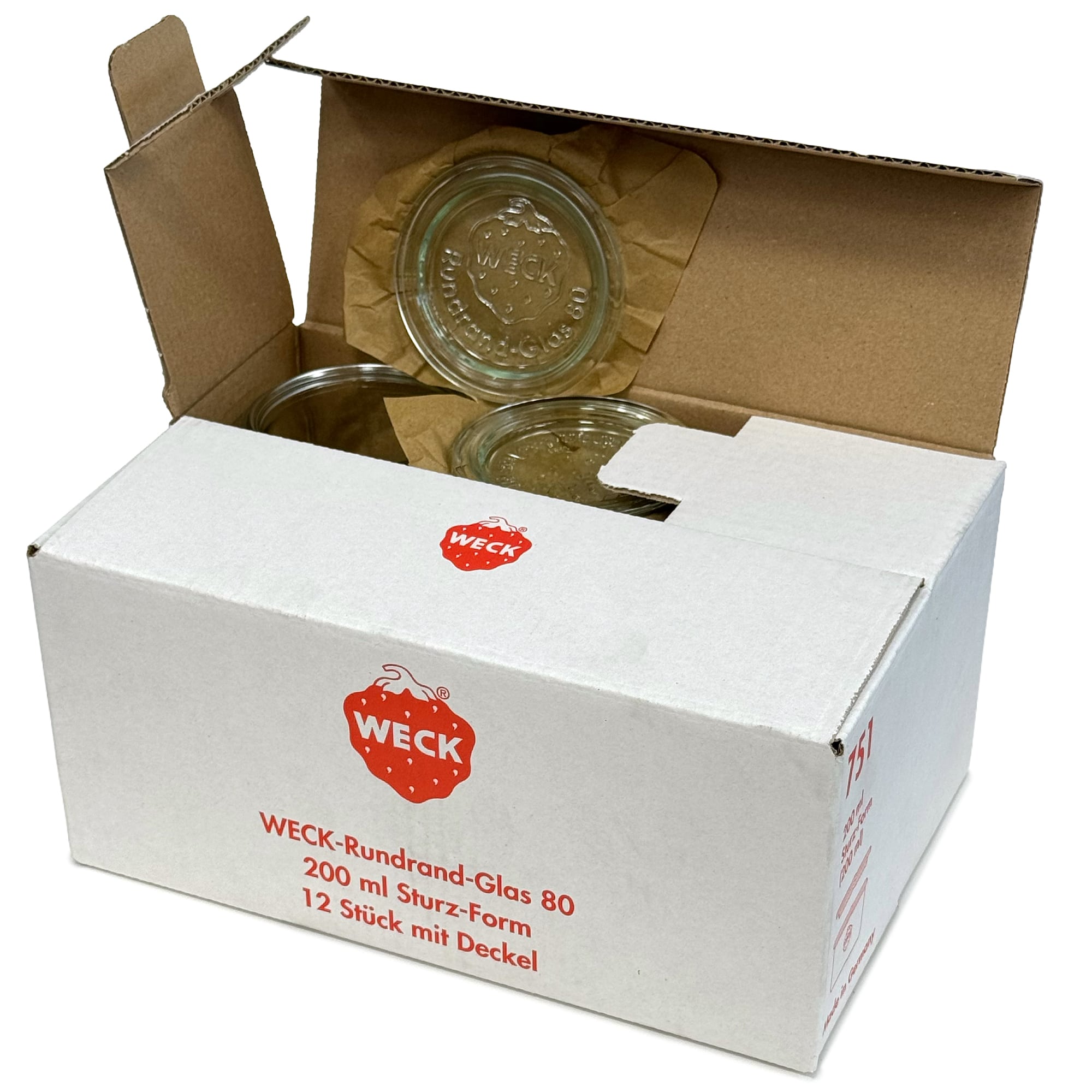 12x 200 ml frasco WECK com tampa de vidro RR 80