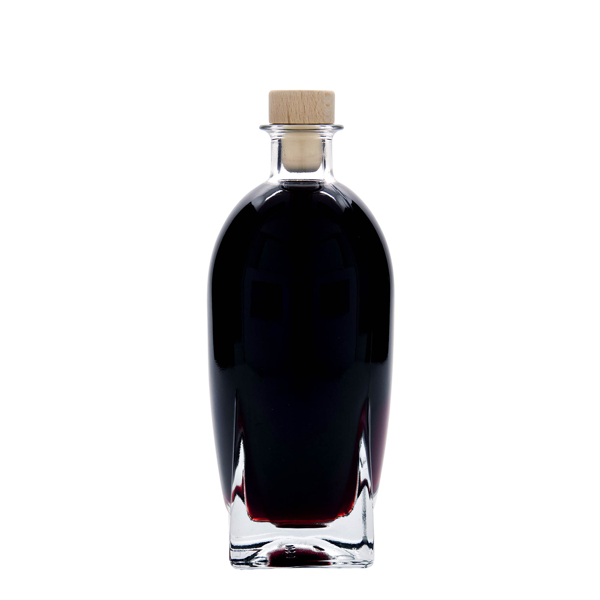 Garrafa de vidro de 500 ml 'Zino', quadrada, boca: cortiça