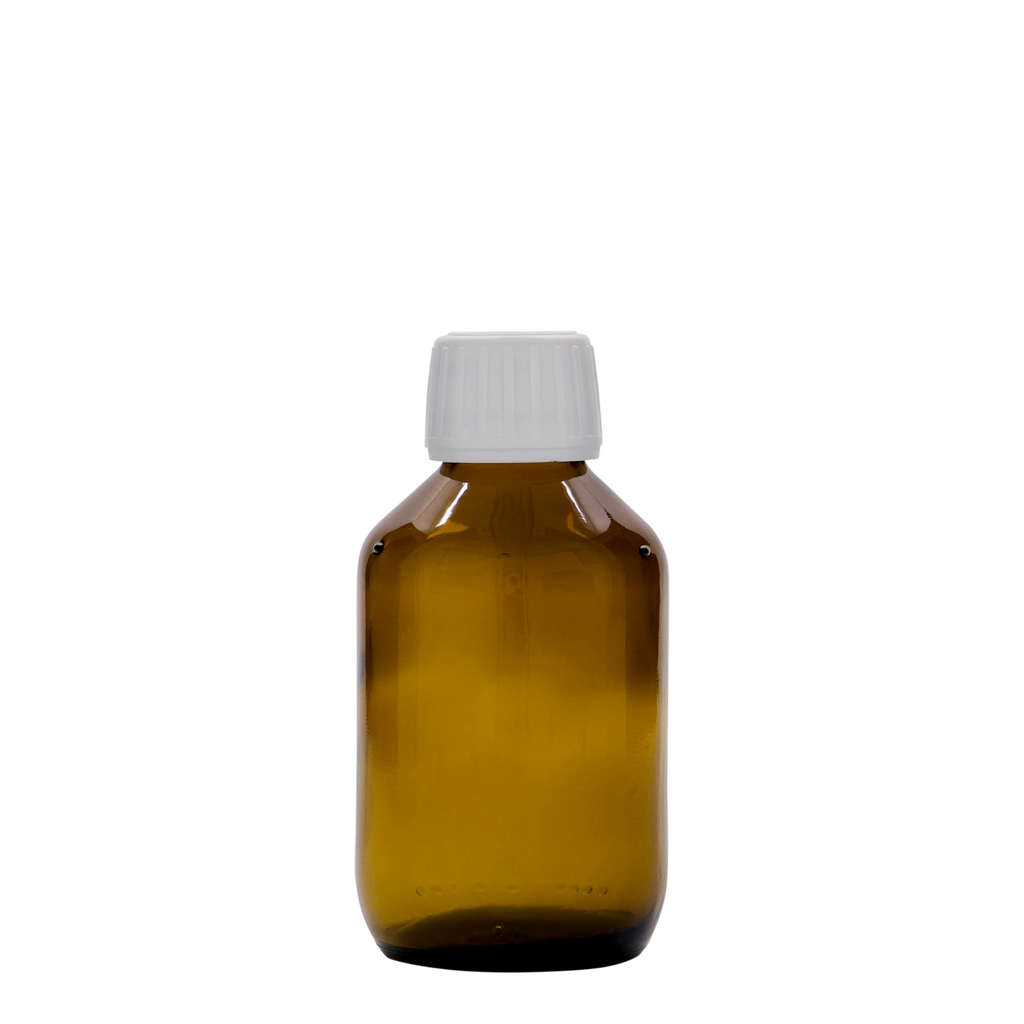 Frasco medicinal de 150 ml, castanho, vidro, boca: PP 28 Frasco medicinal de 150 ml, castanho, vidro, boca: PP 28