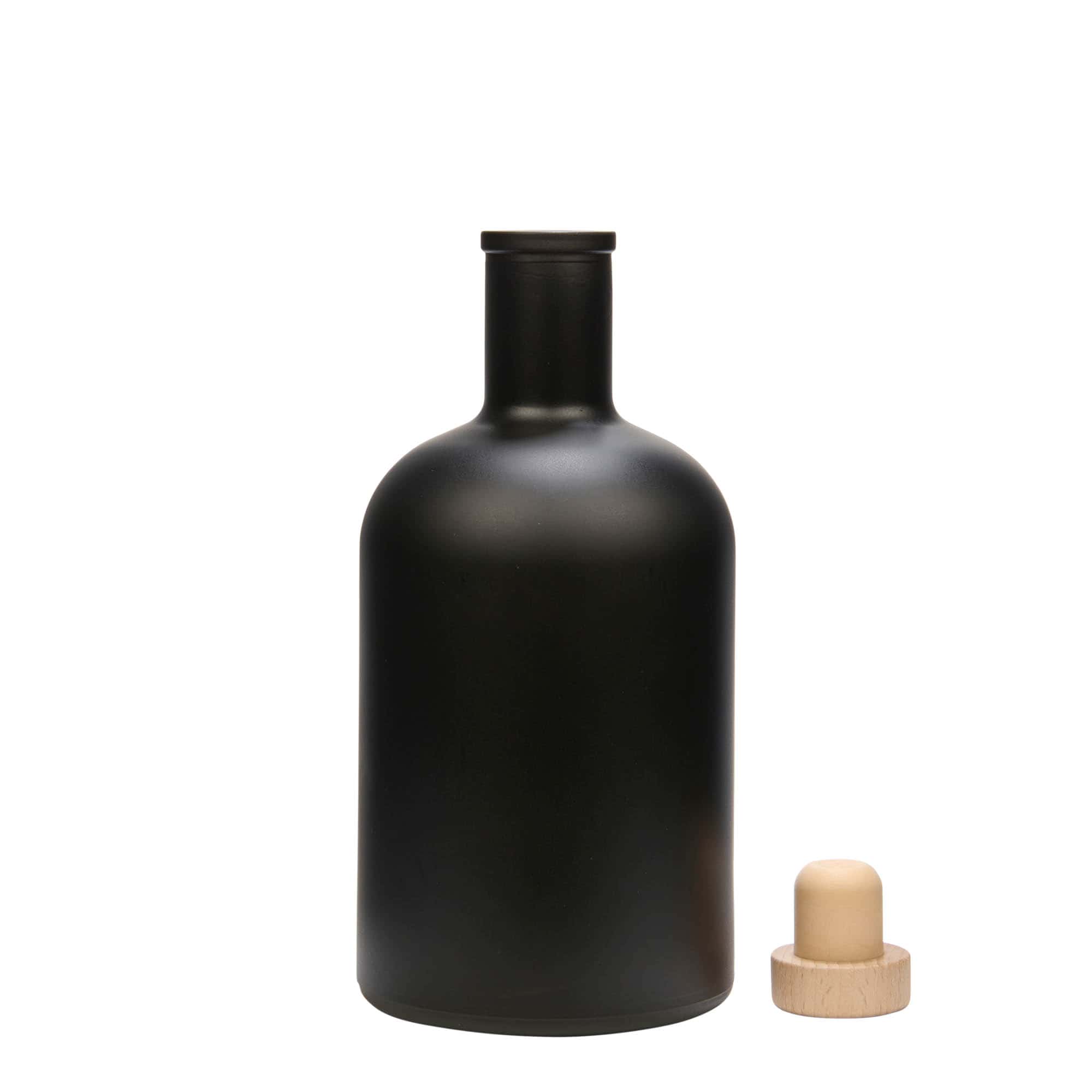 700 ml Garrafa de vidro 'Gerardino', preto, boca: Cortiça