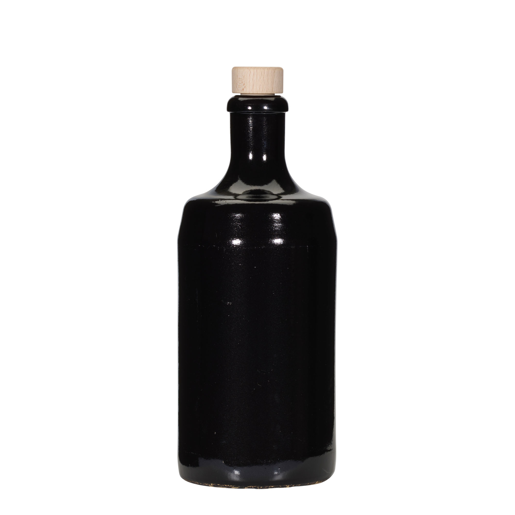 Jarro de barro 700 ml 'Calvados, grés, preto, Boca: Cortiça