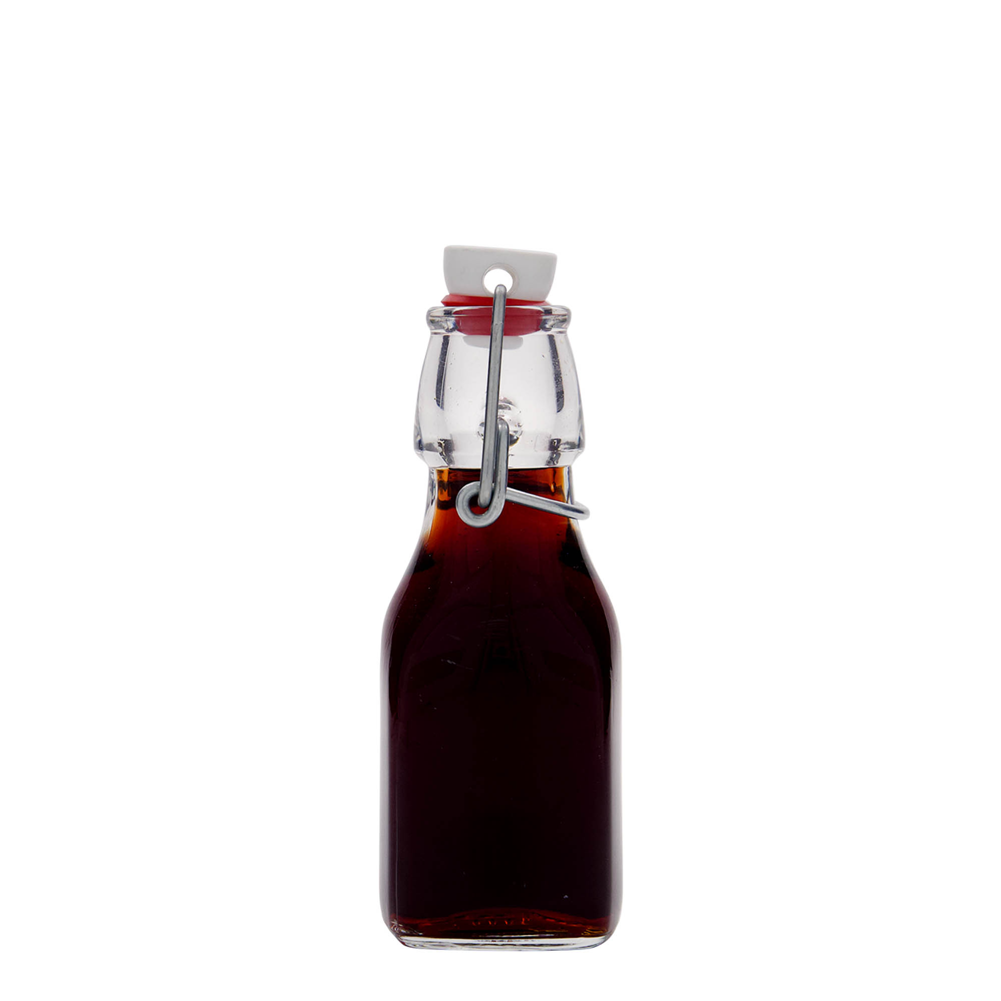 Frasco de vidro de 125 ml 'Swing', quadrado, bocal: fecho de alavanca Frasco de vidro de 125 ml 'Swing', quadrado, bocal: fecho de alavanca
