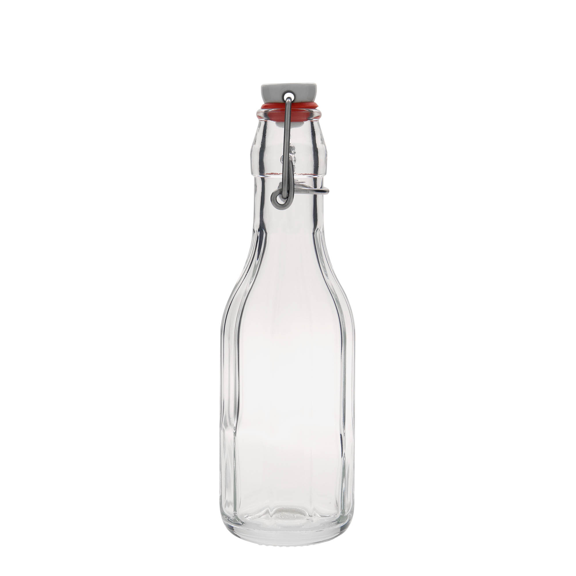 Frasco de vidro de 250 ml 'Bravo', decagonal, boca: fecho de mola