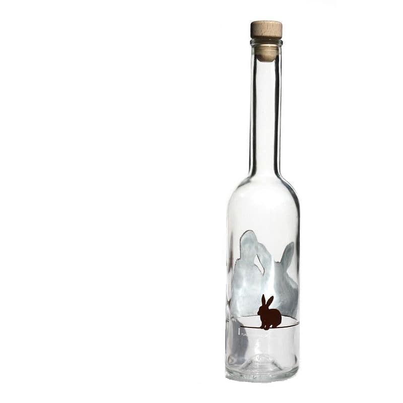 Garrafa de vidro de 500 ml 'Ópera', motivo: coelho, bocal: cortiça