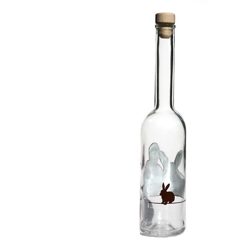 Garrafa de vidro de 500 ml 'Ópera', motivo: coelho, bocal: cortiça