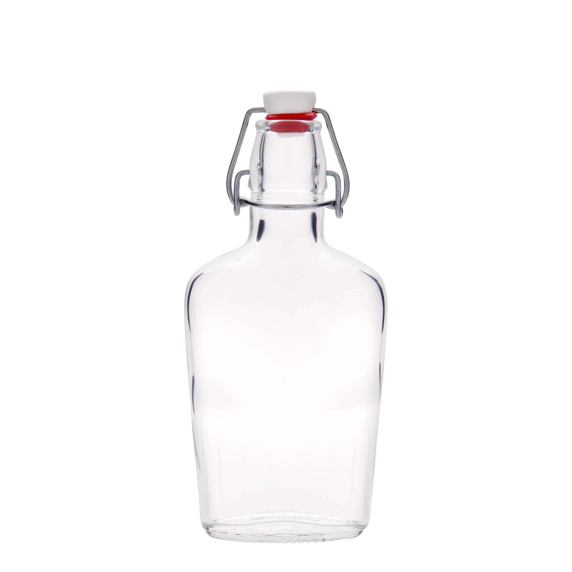 Garrafa de vidro de 250 ml 'Fiaschetta', oval, boca: fecho de mola