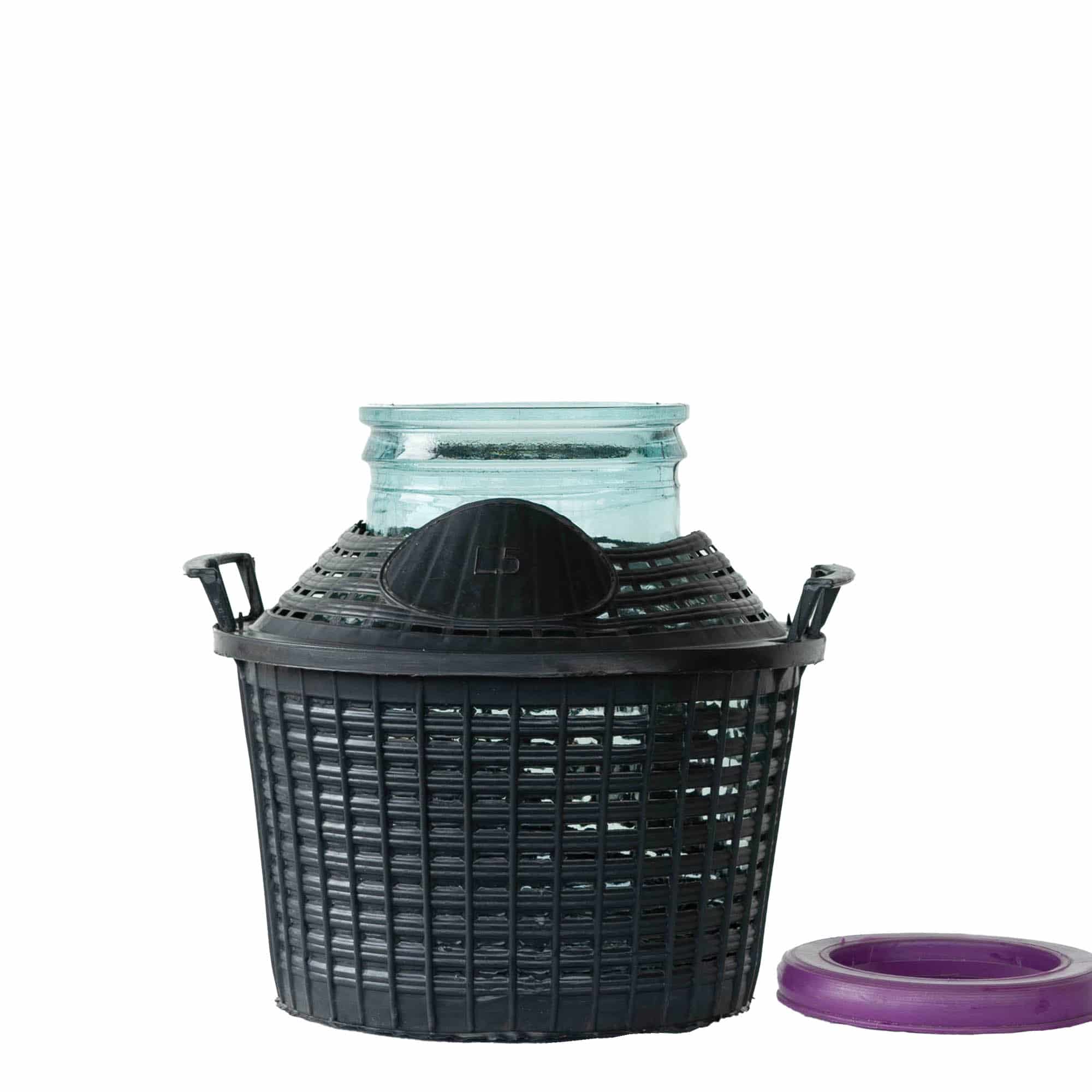 Frasco de balão de 5 l, gargalo largo, vidro, boca: tampa de encaixe