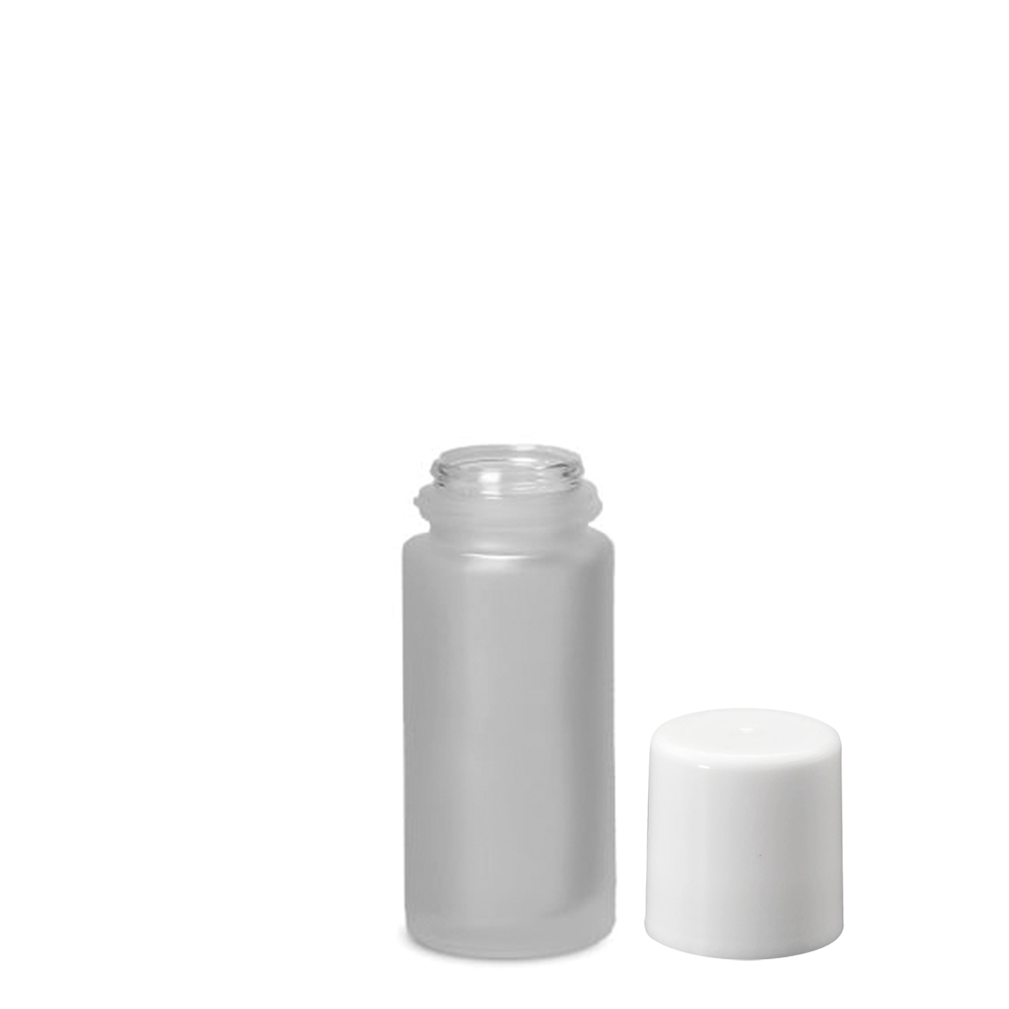 Frasco roll-on de 50 ml, vidro, esbranquiçado, boca: tampa de rosca