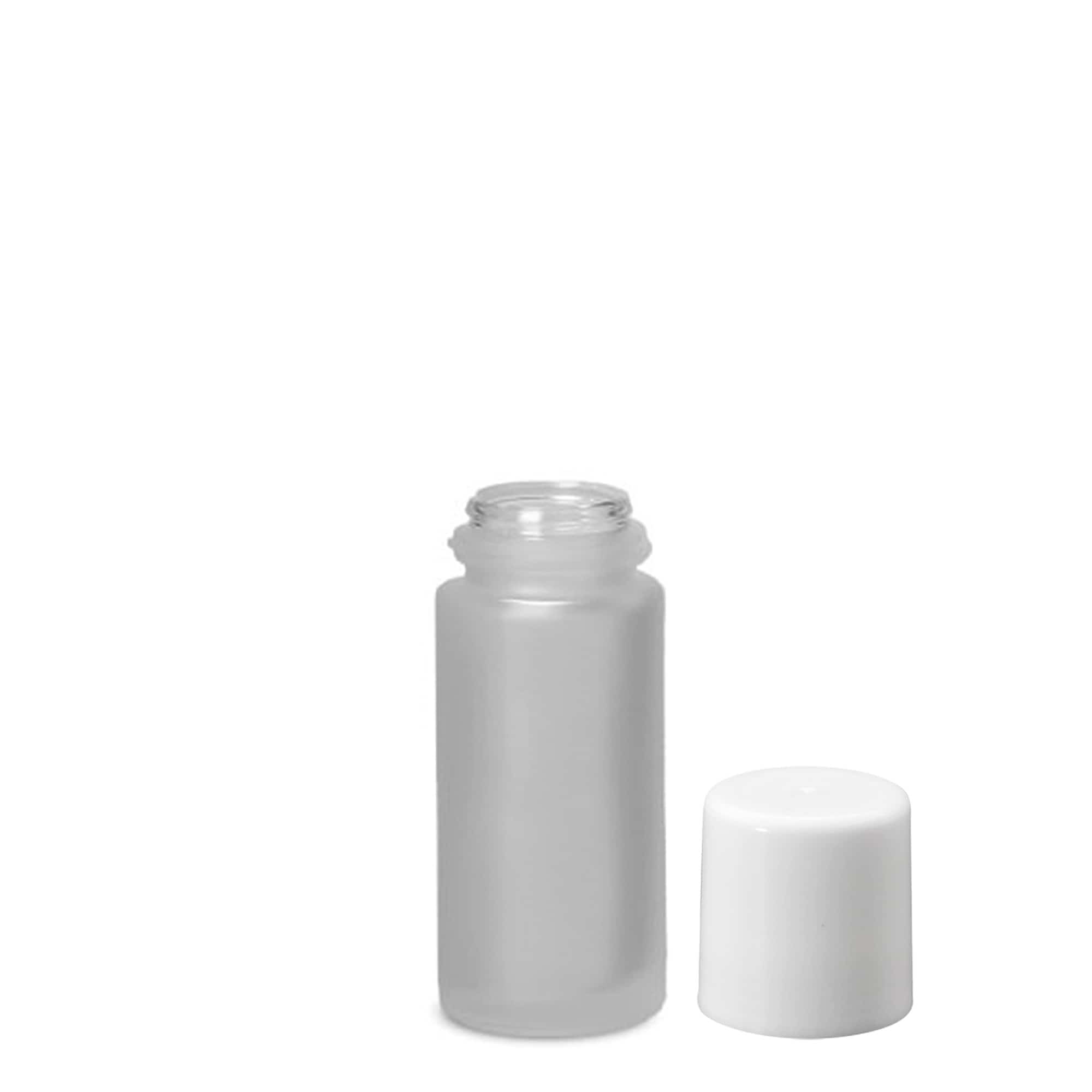Frasco roll-on de 50 ml, vidro, esbranquiçado, boca: tampa de rosca