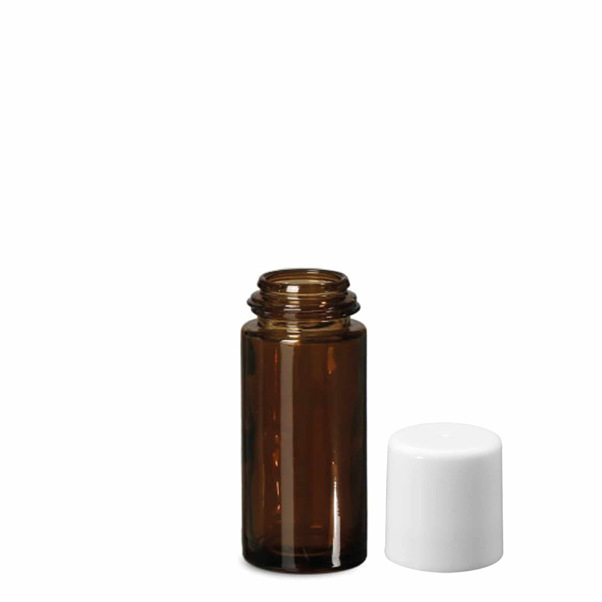 Frasco roll-on de 50 ml, vidro, castanho, abertura: tampa de rosca