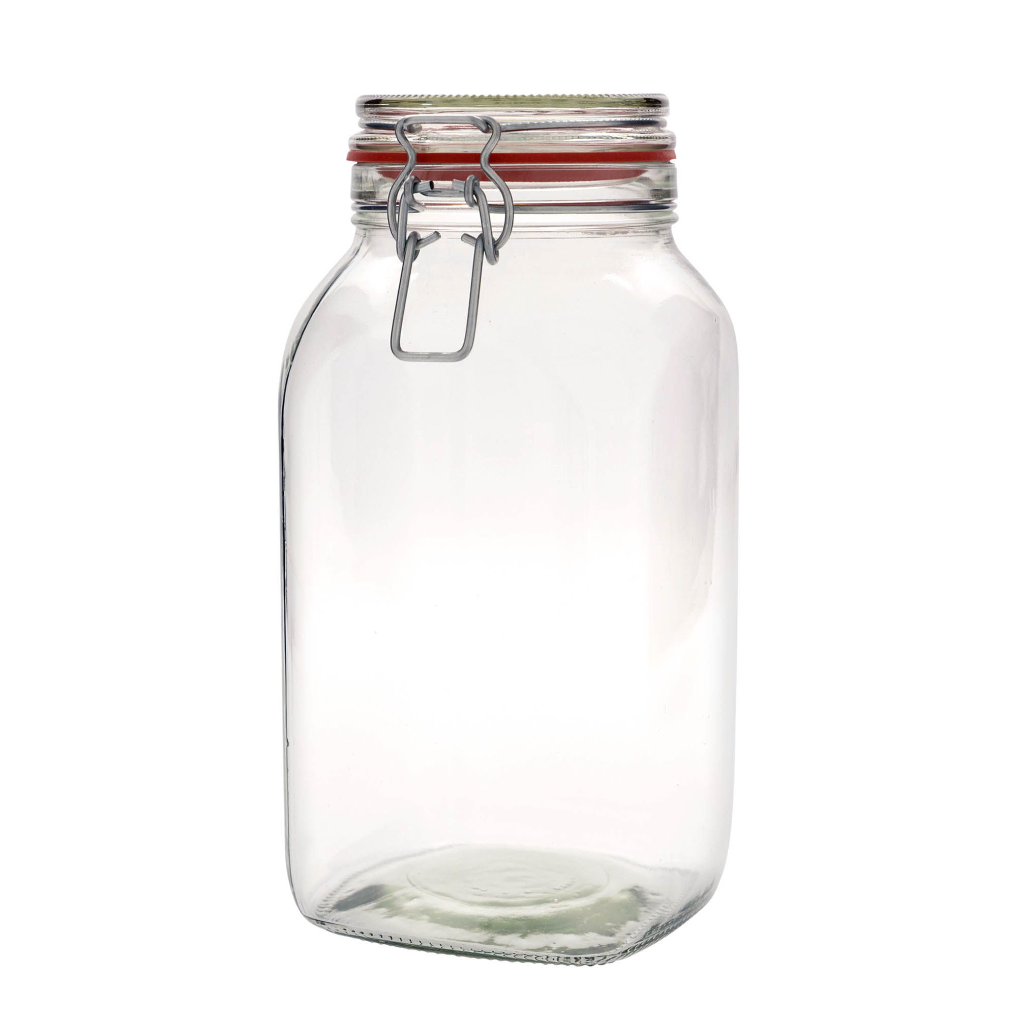Frasco de vidro com fecho de arame 2.590 ml #, quadrado, boca: fecho de arame Frasco de vidro com fecho de arame 2.590 ml #, quadrado, boca: fecho de arame