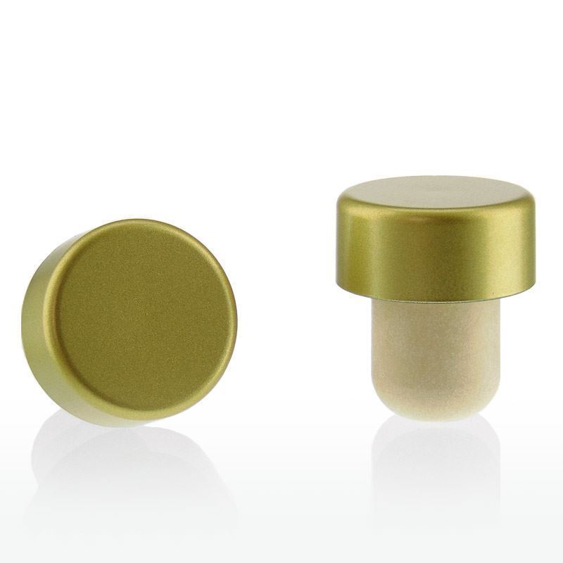 Rolhas capsuladas 19 mm, plástico, dourado, para boca: Cortiça