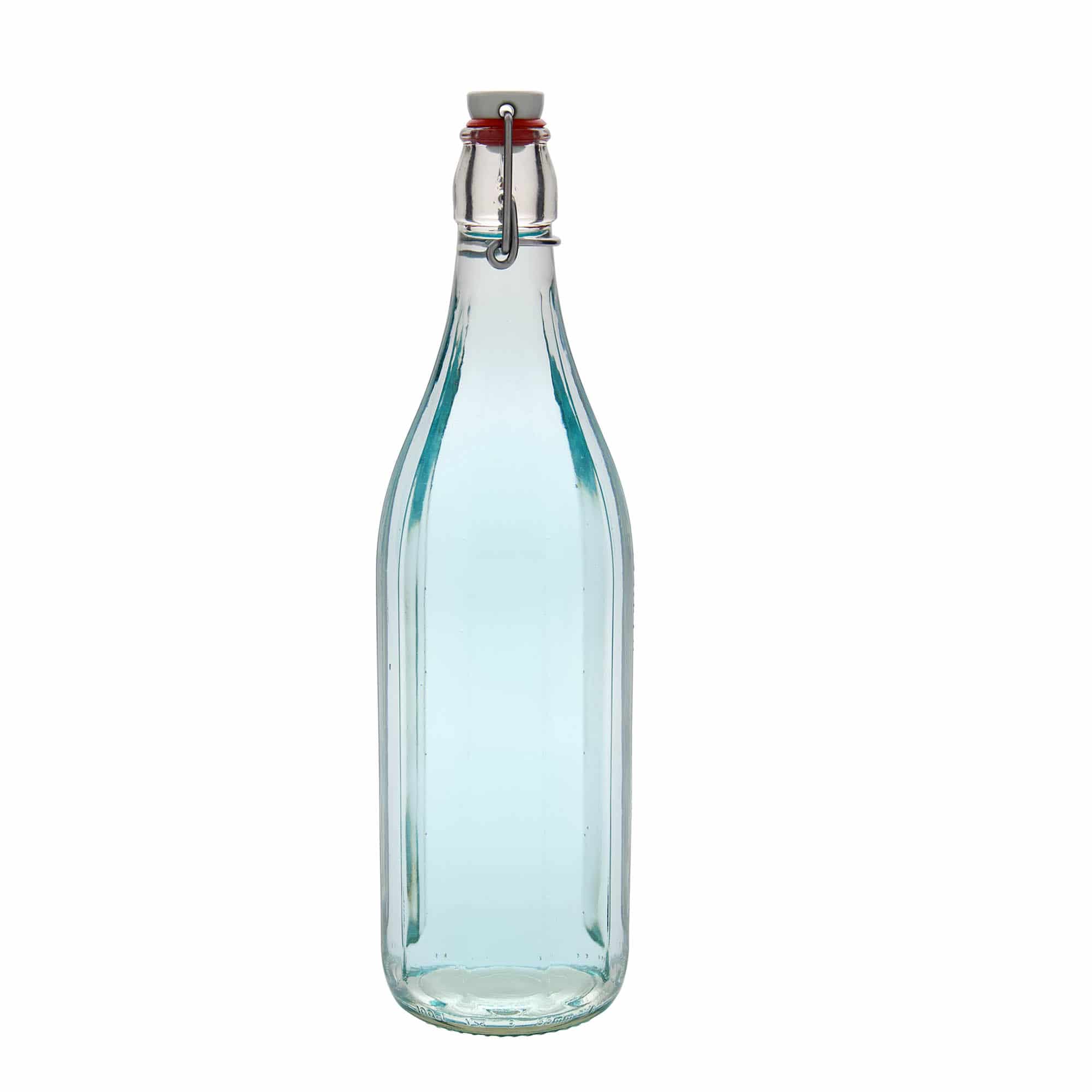 1000 ml Garrafa de vidro 'Bravo', decagonal, boca: Tampa mecânica