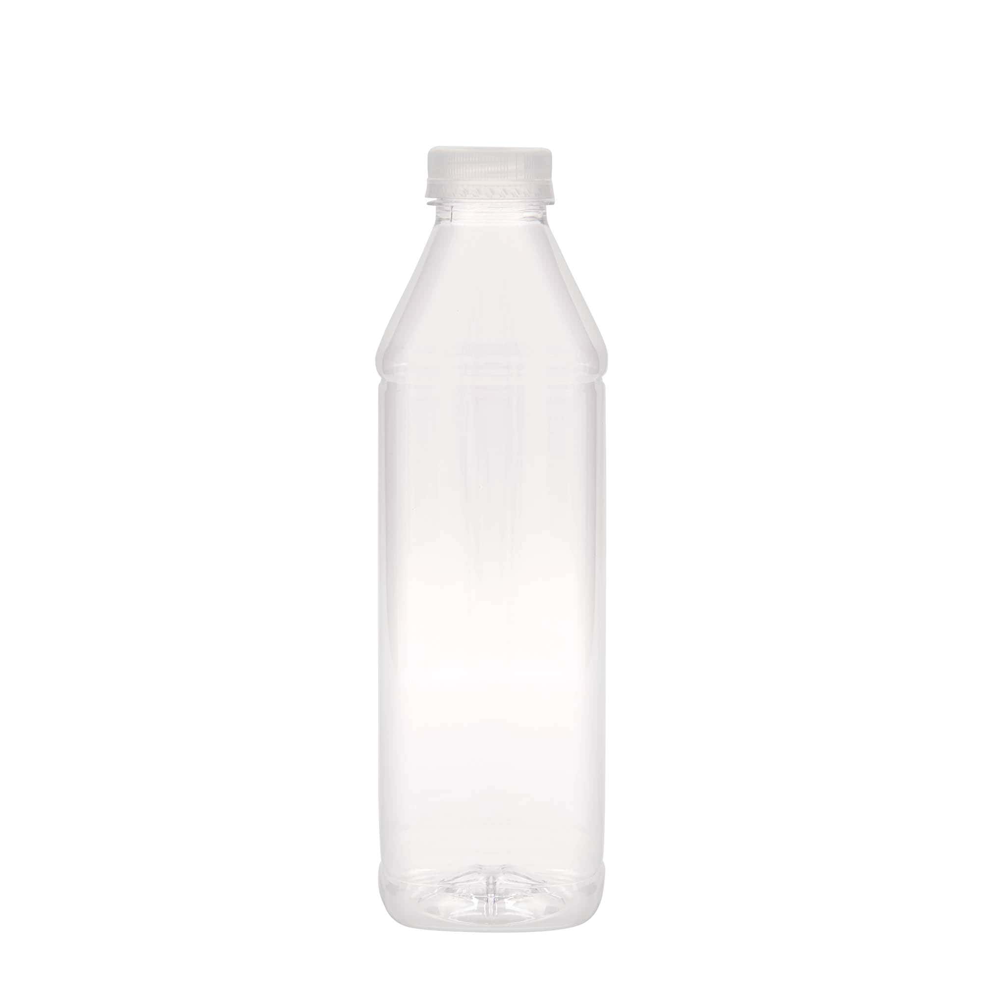 Garrafa PET 1.000 ml 'Milk and Juice Carré', quadrada, plástico, boca: 38 mm