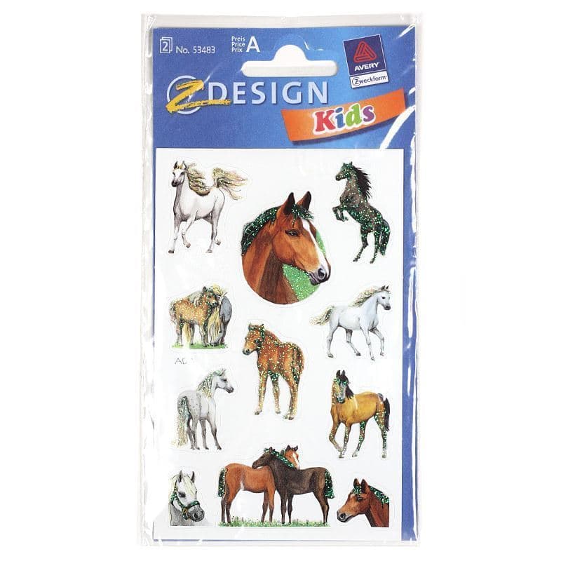 Autocolantes com formas 'Cavalos', papel, várias cores