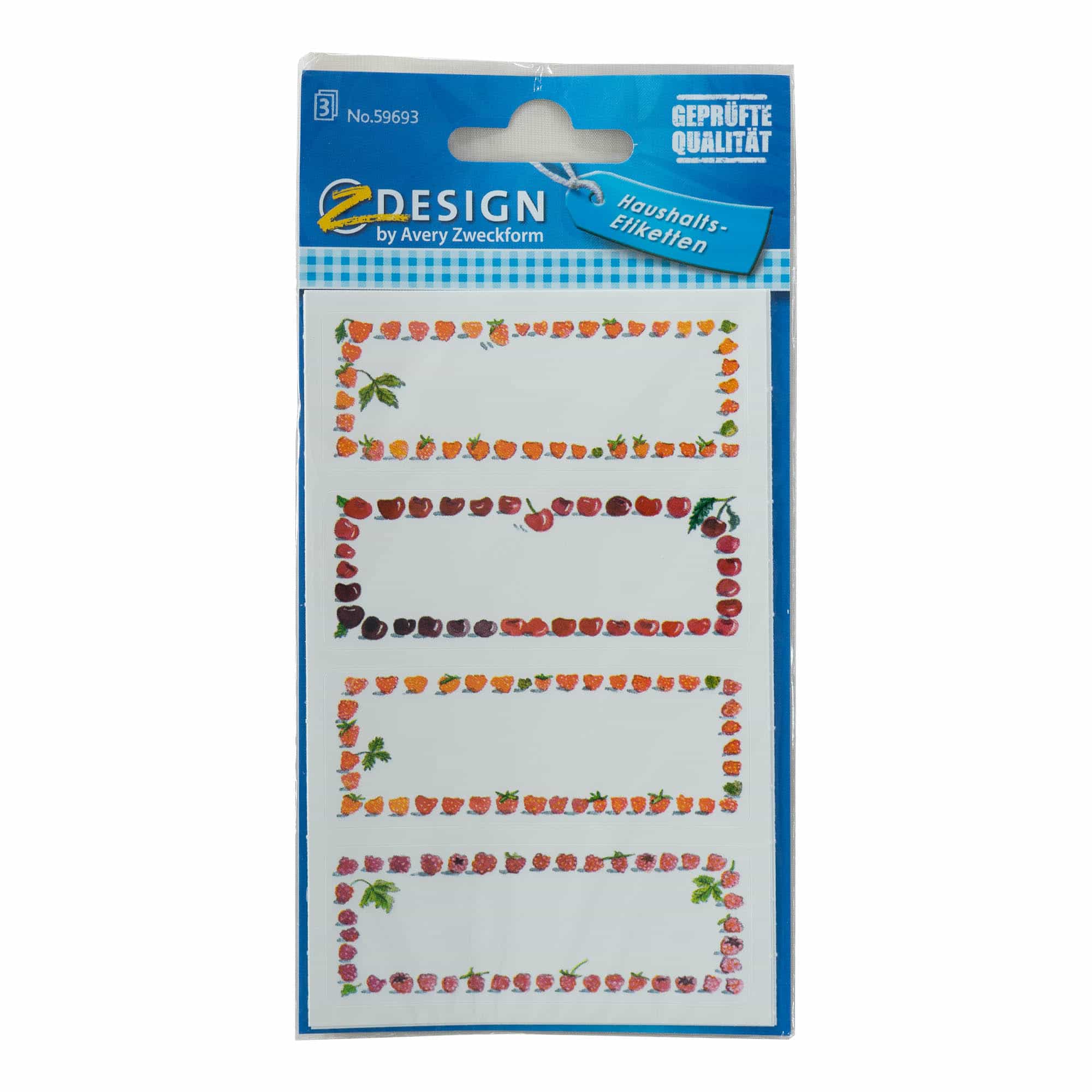 Zweckform Etiquetas 'Moldura de Fruta', retangular, papel, multicolor