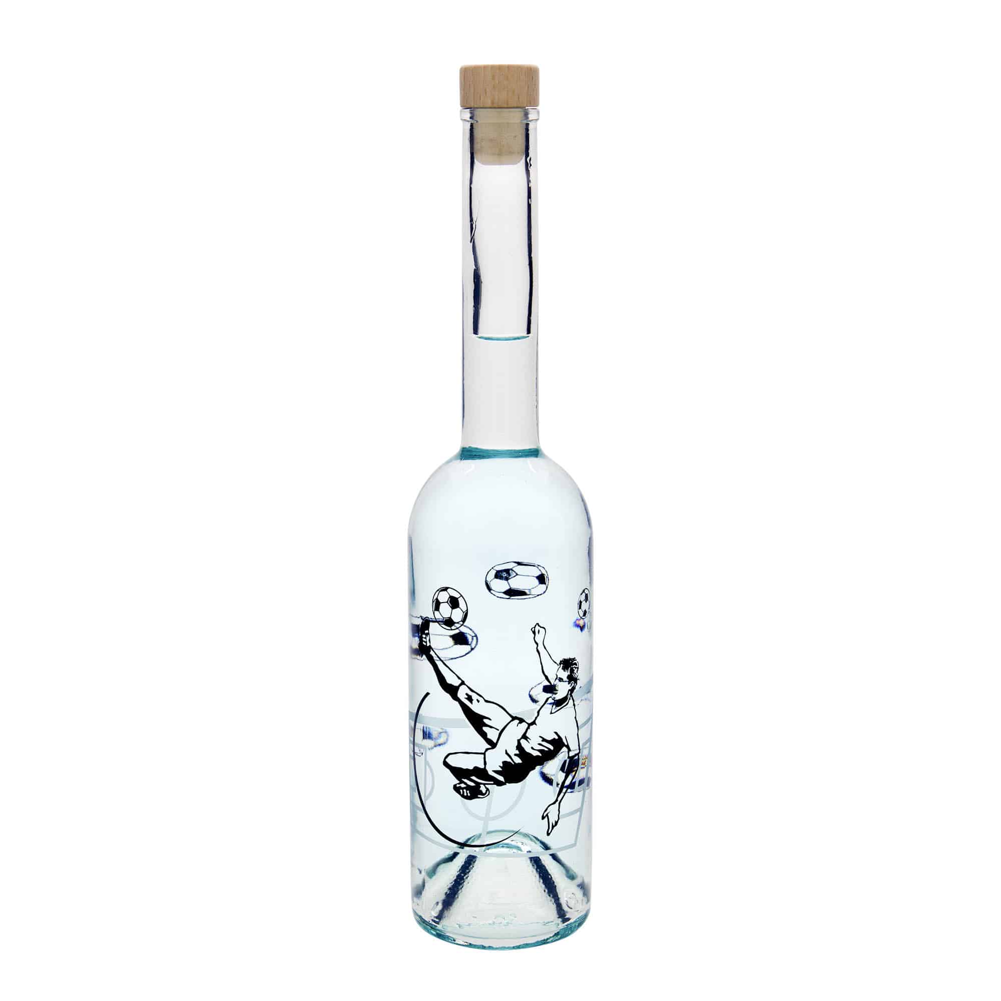 Garrafa de vidro de 500 ml 'Ópera', motivo: Jogador de futebol, bocal: cortiça
