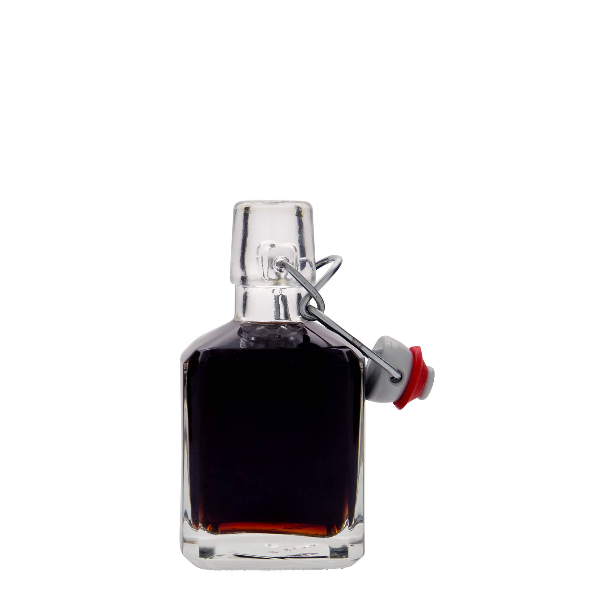 Garrafa de vidro de 200 ml 'Kubica', quadrada, bocal: fecho de alavanca Garrafa de vidro de 200 ml 'Kubica', quadrada, bocal: fecho de alavanca
