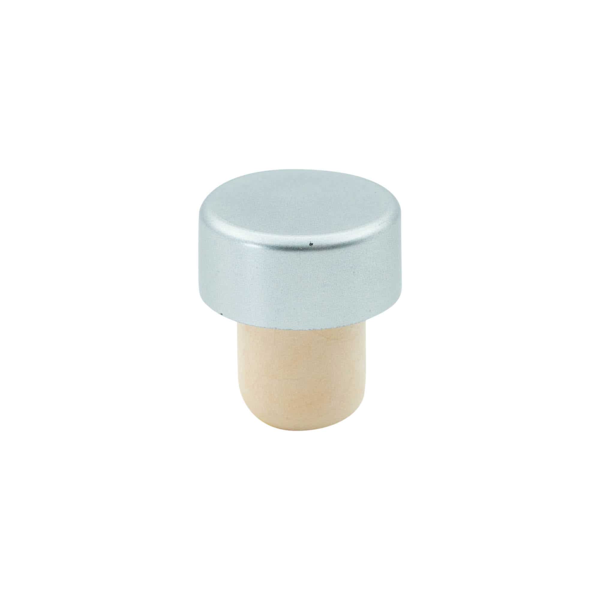 Rolhas capsuladas 19 mm, plástico, prateado, para boca: Cortiça Rolhas capsuladas 19 mm, plástico, prateado, para boca: Cortiça