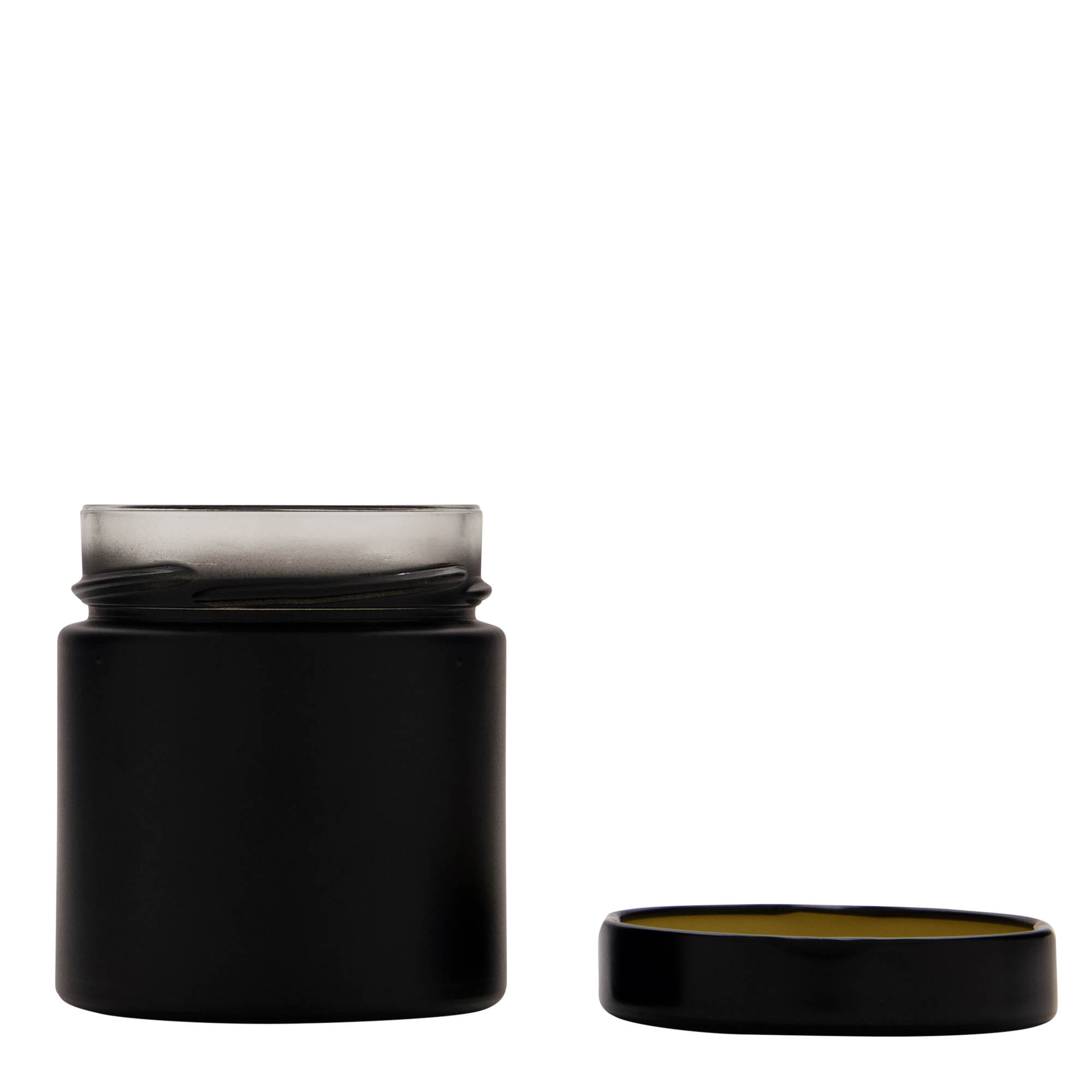 220 ml Frasco redondo 'Aurora', preto, Boca: Deep-Twist-Off (DTO 66)