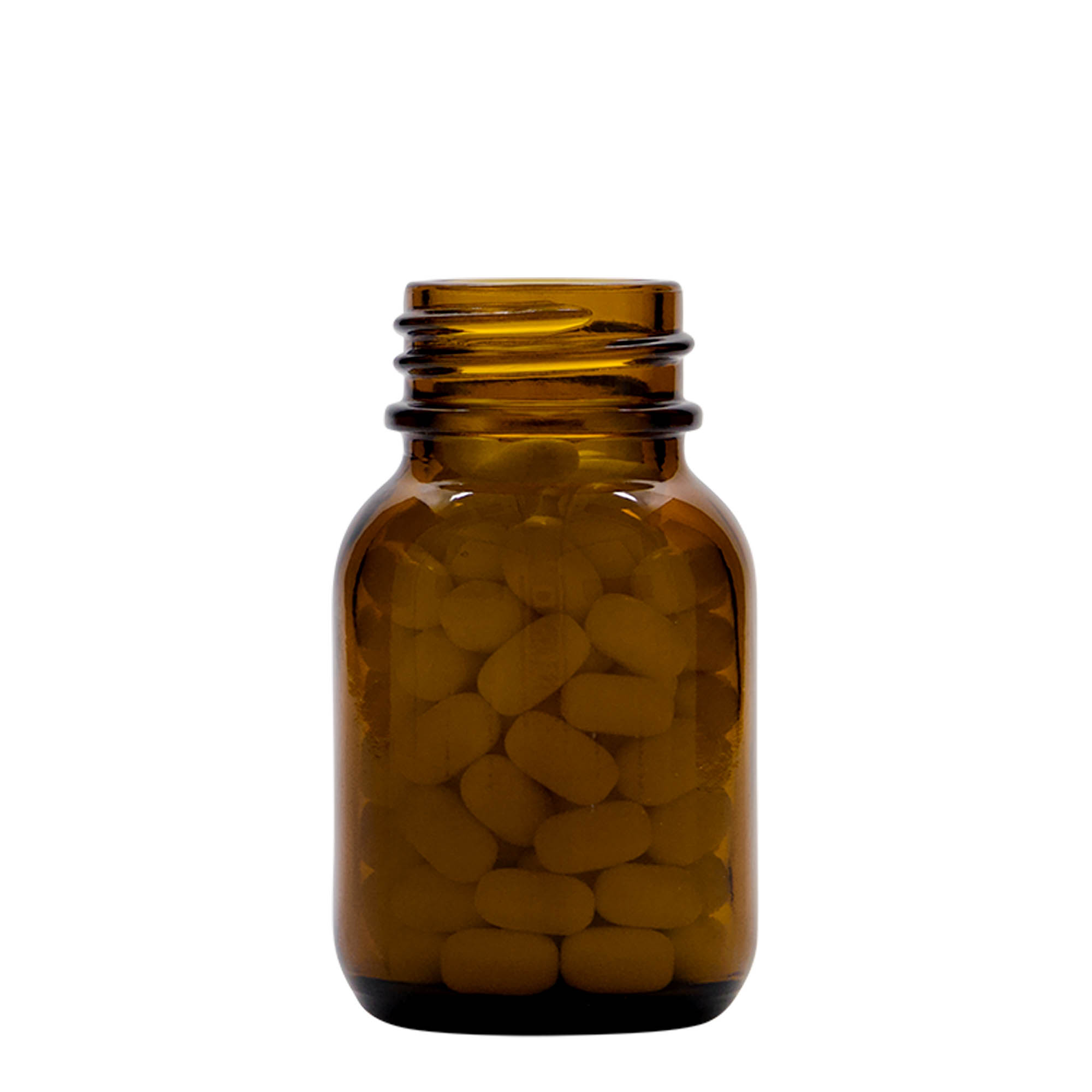 Frasco de gargalo largo de 50 ml, castanho, abertura: DIN 32