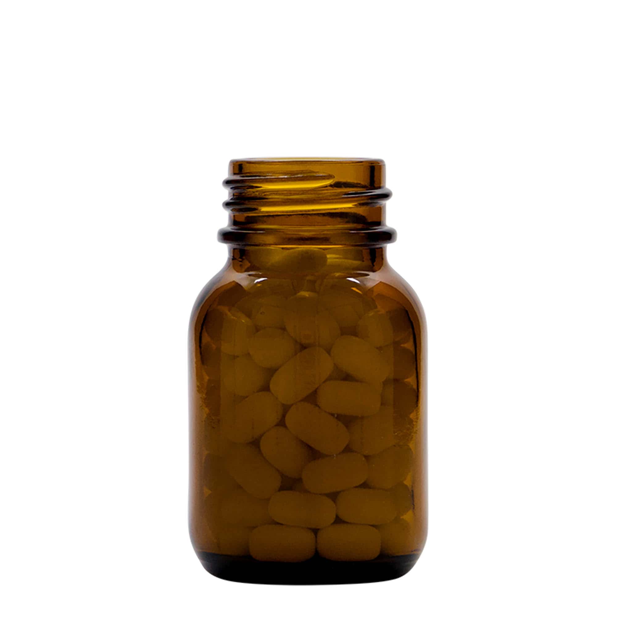 Frasco de gargalo largo de 50 ml, castanho, abertura: DIN 32
