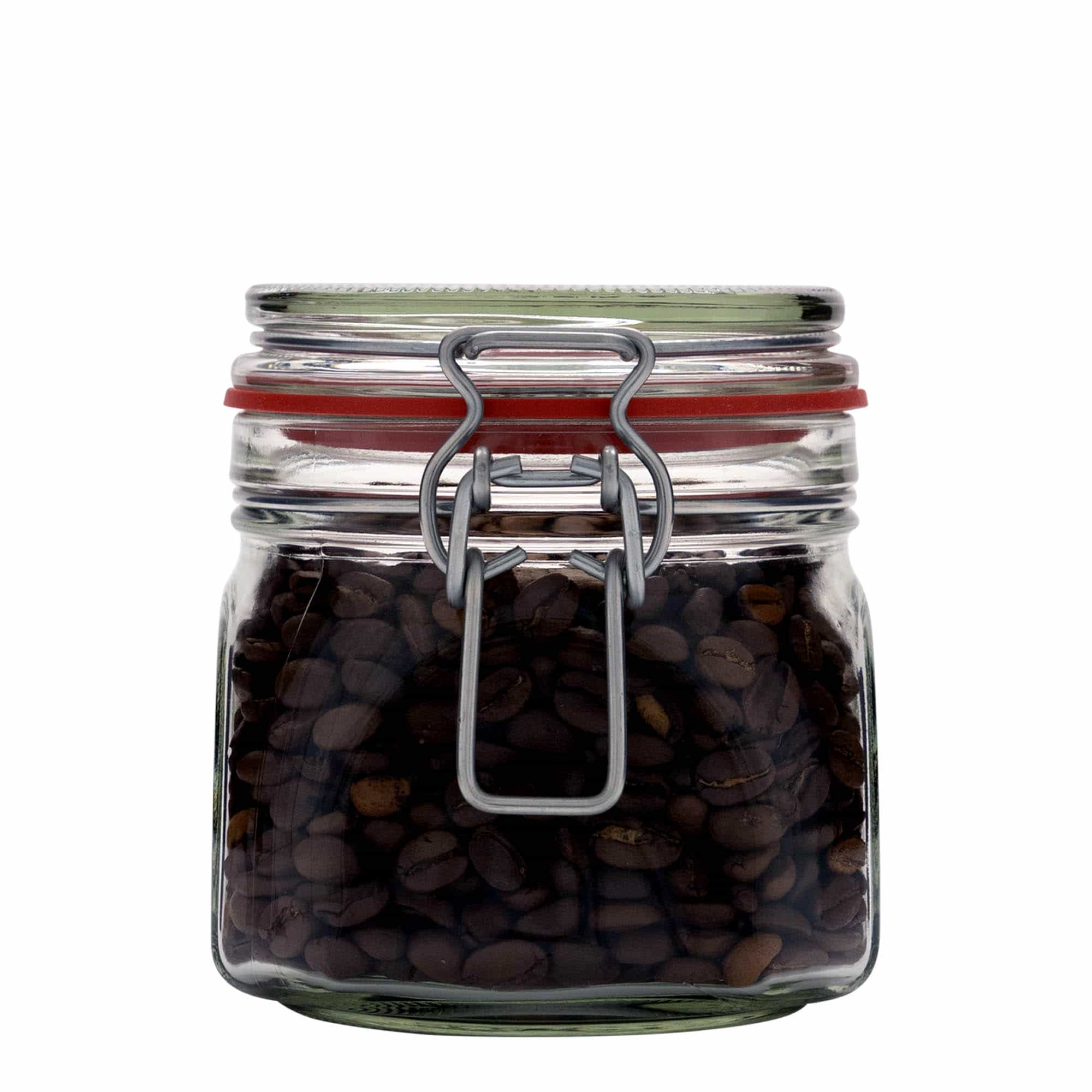 630 ml frasco de vidro com fecho de arame, quadrado, abertura: fecho de arame