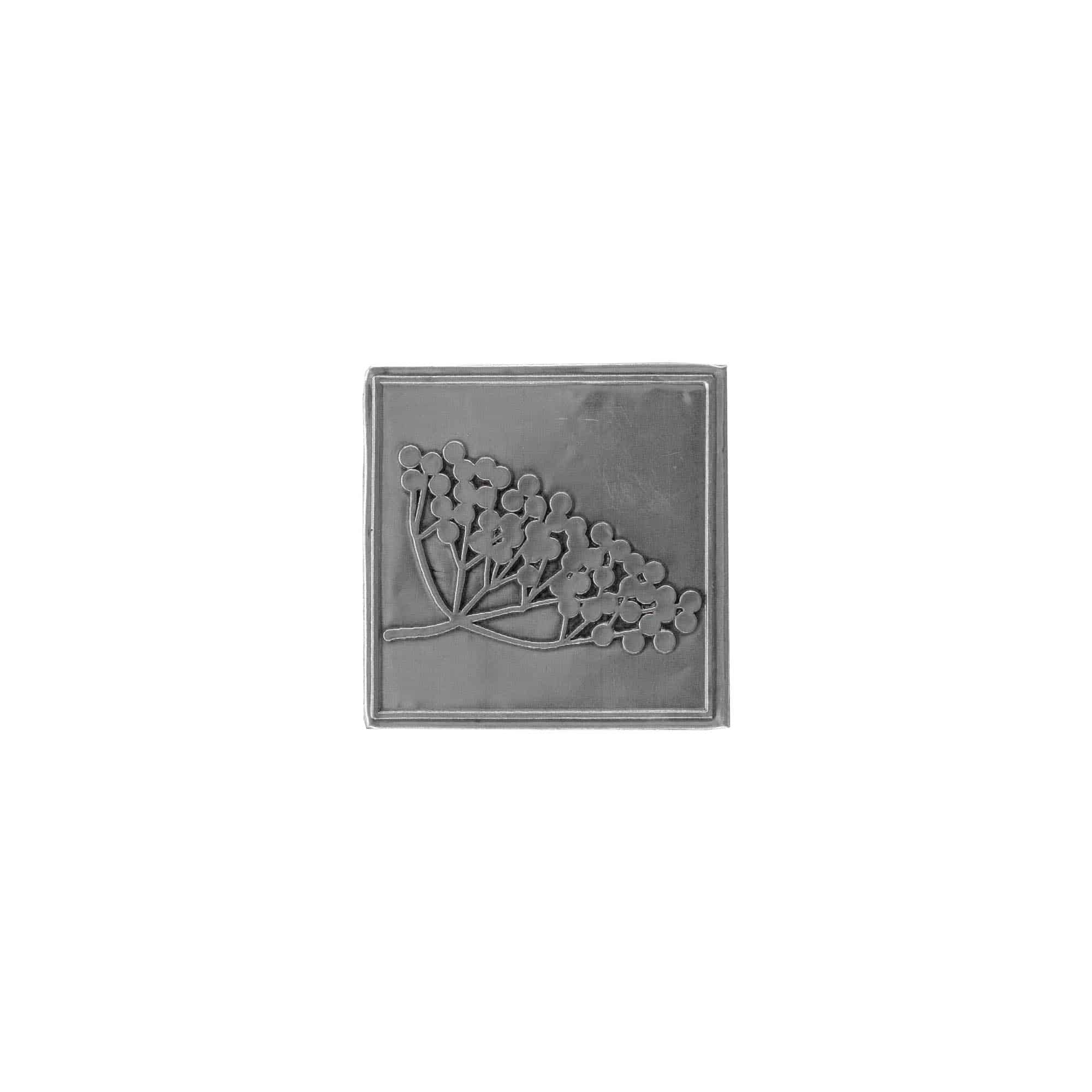Etiqueta de estanho 'Sabugueiro', quadrada, metal, prata