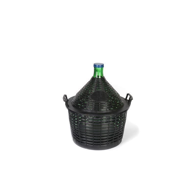Botija de balão de 20 l, pescoço estreito, vidro, verde, boca: tampa de encaixe