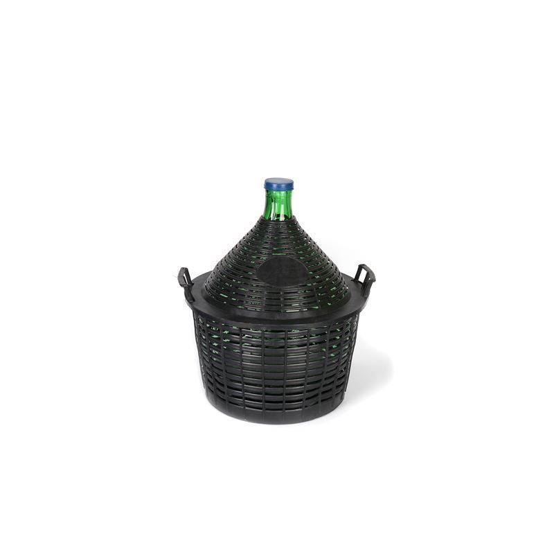 Botija de balão de 20 l, pescoço estreito, vidro, verde, boca: tampa de encaixe