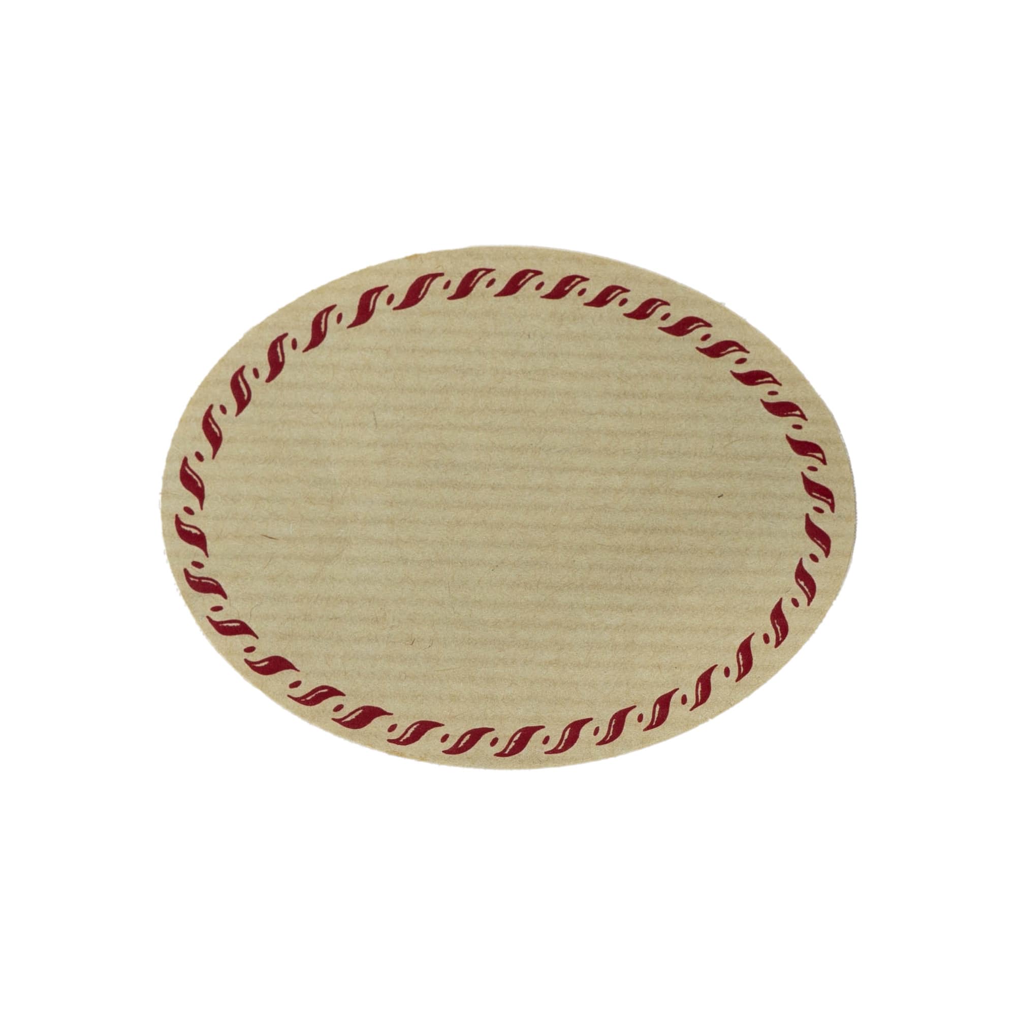 Etiqueta grande para produtos naturais 'Borda com cordão', oval, papel, vermelho castanho