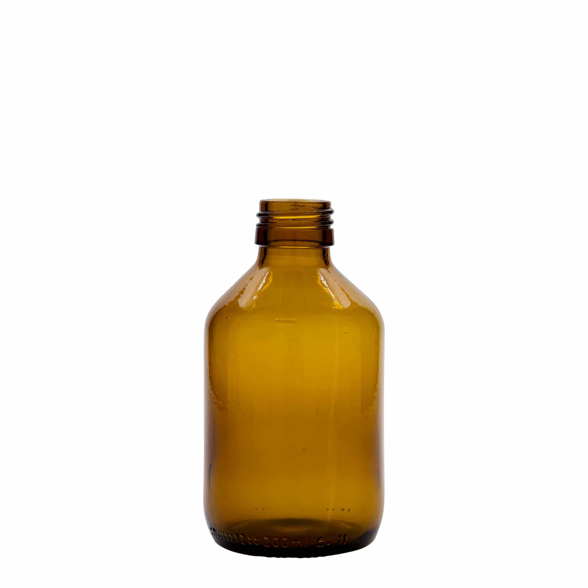 200 ml Frasco de medicamentos, castanho, vidro, boca: PP 28 200 ml Frasco de medicamentos, castanho, vidro, boca: PP 28
