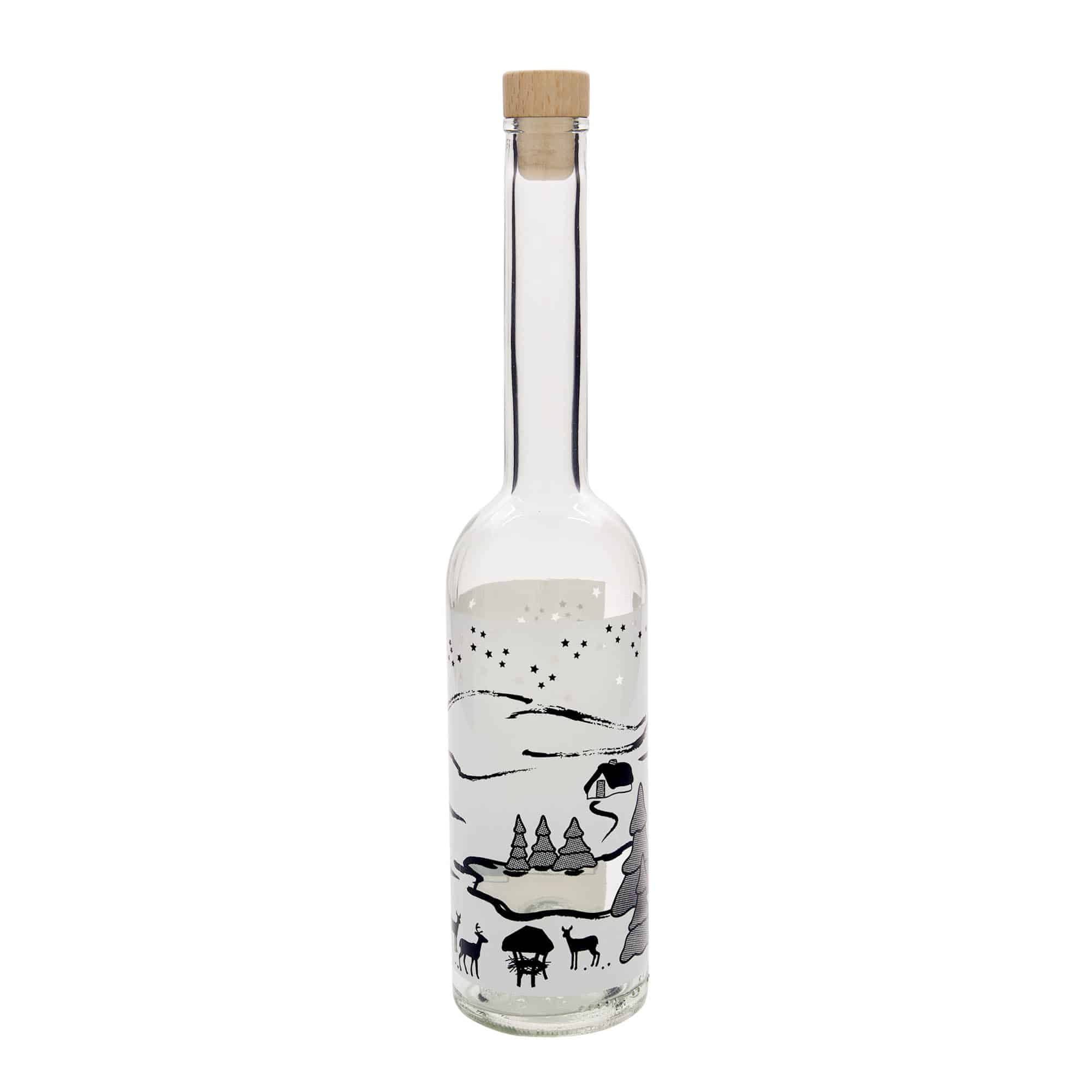 Garrafa de vidro 500 ml 'Opera', motivo: Sonho de Inverno-Bianco, abertura: cortiça