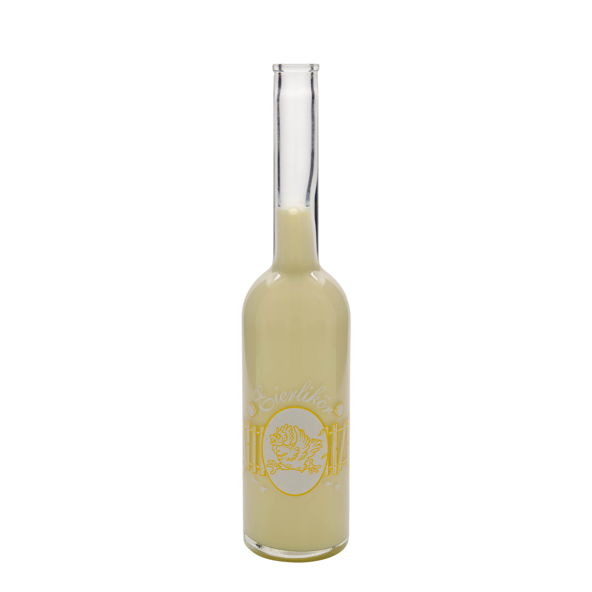Garrafa de vidro de 500 ml 'Opera', motivo: licor de ovo, boca: cortiça Garrafa de vidro de 500 ml 'Opera', motivo: licor de ovo, boca: cortiça