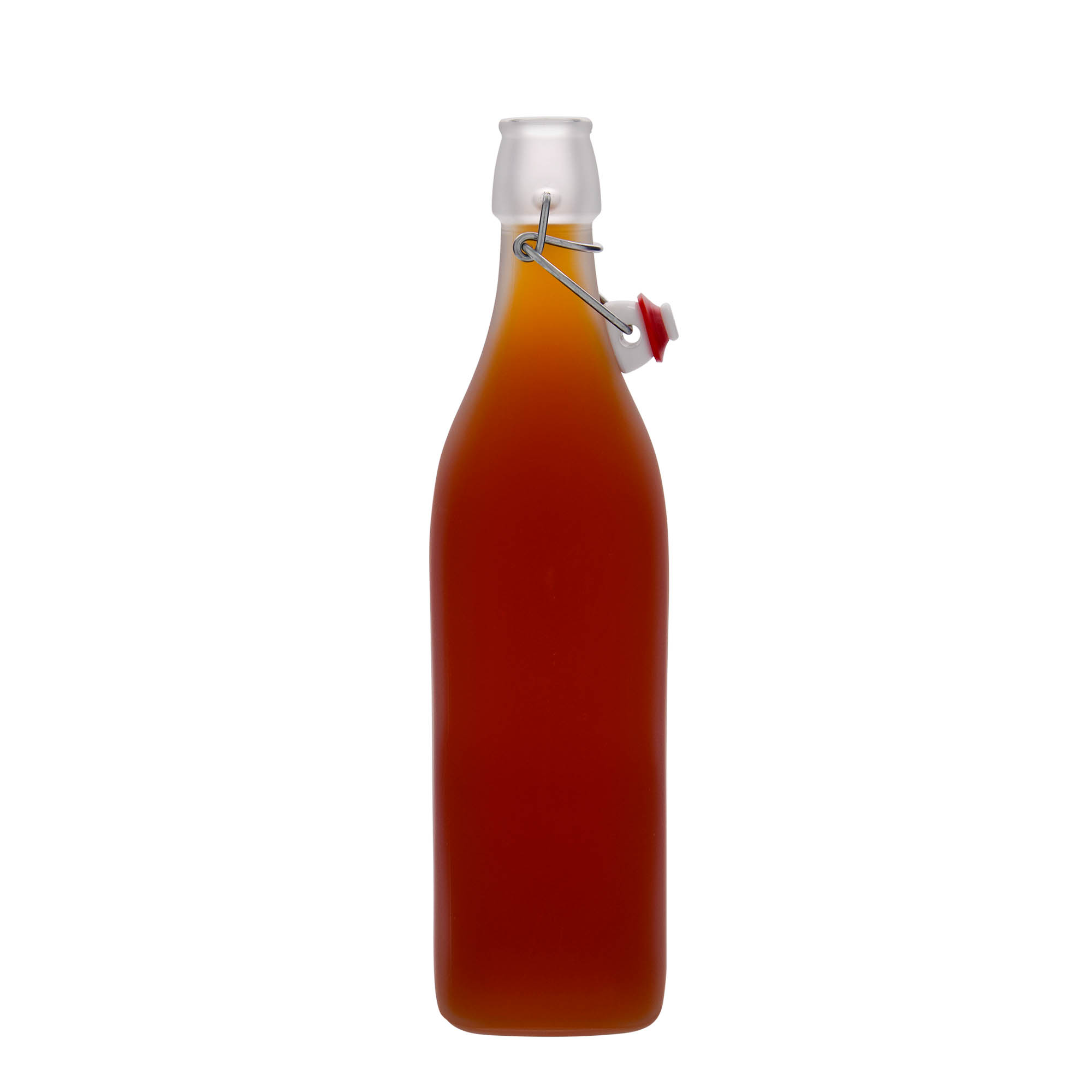 Garrafa de vidro de 1.000 ml 'Swing, quadrada, fosca, boca: fecho de alavanca' Garrafa de vidro de 1.000 ml 'Swing, quadrada, fosca, boca: fecho de alavanca'