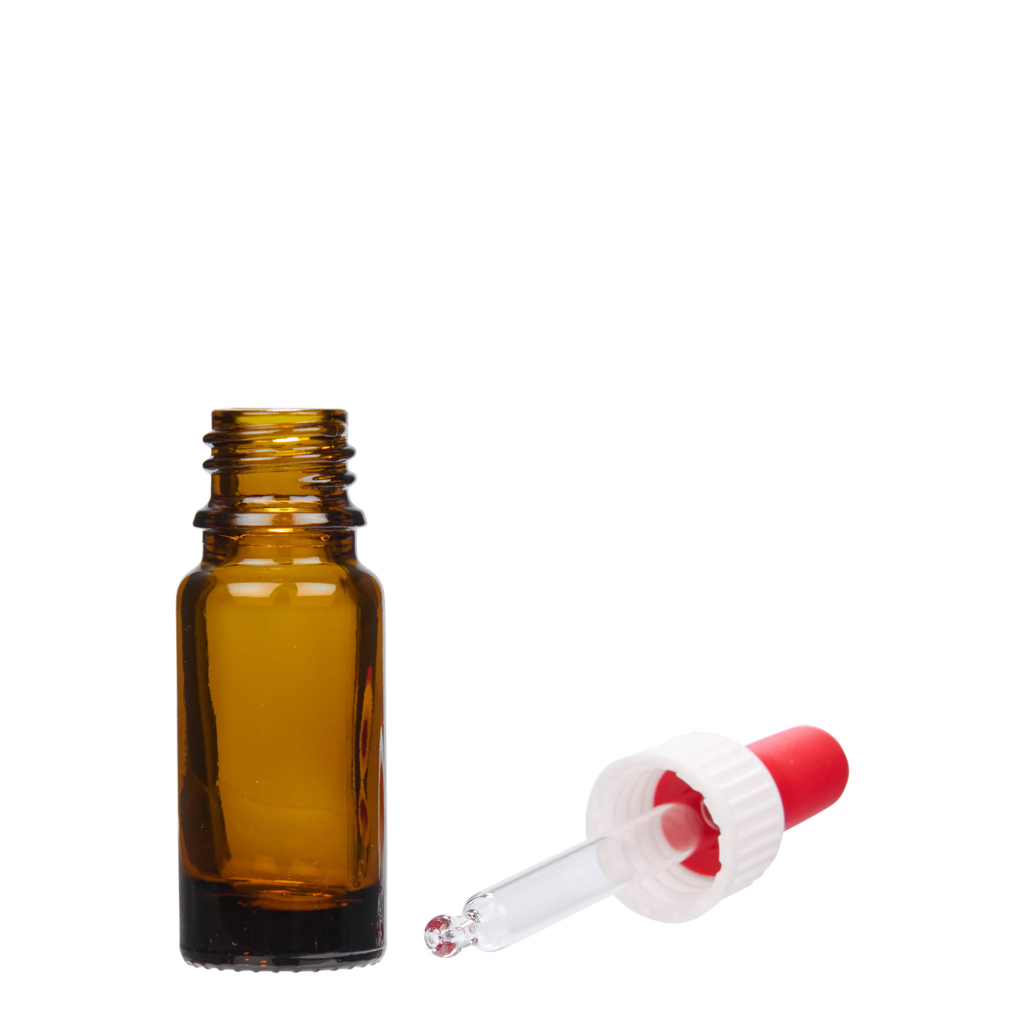 Frasco conta-gotas de 10 ml para medicamentos, vidro, castanho, bocal: DIN 18 Frasco conta-gotas de 10 ml para medicamentos, vidro, castanho, bocal: DIN 18