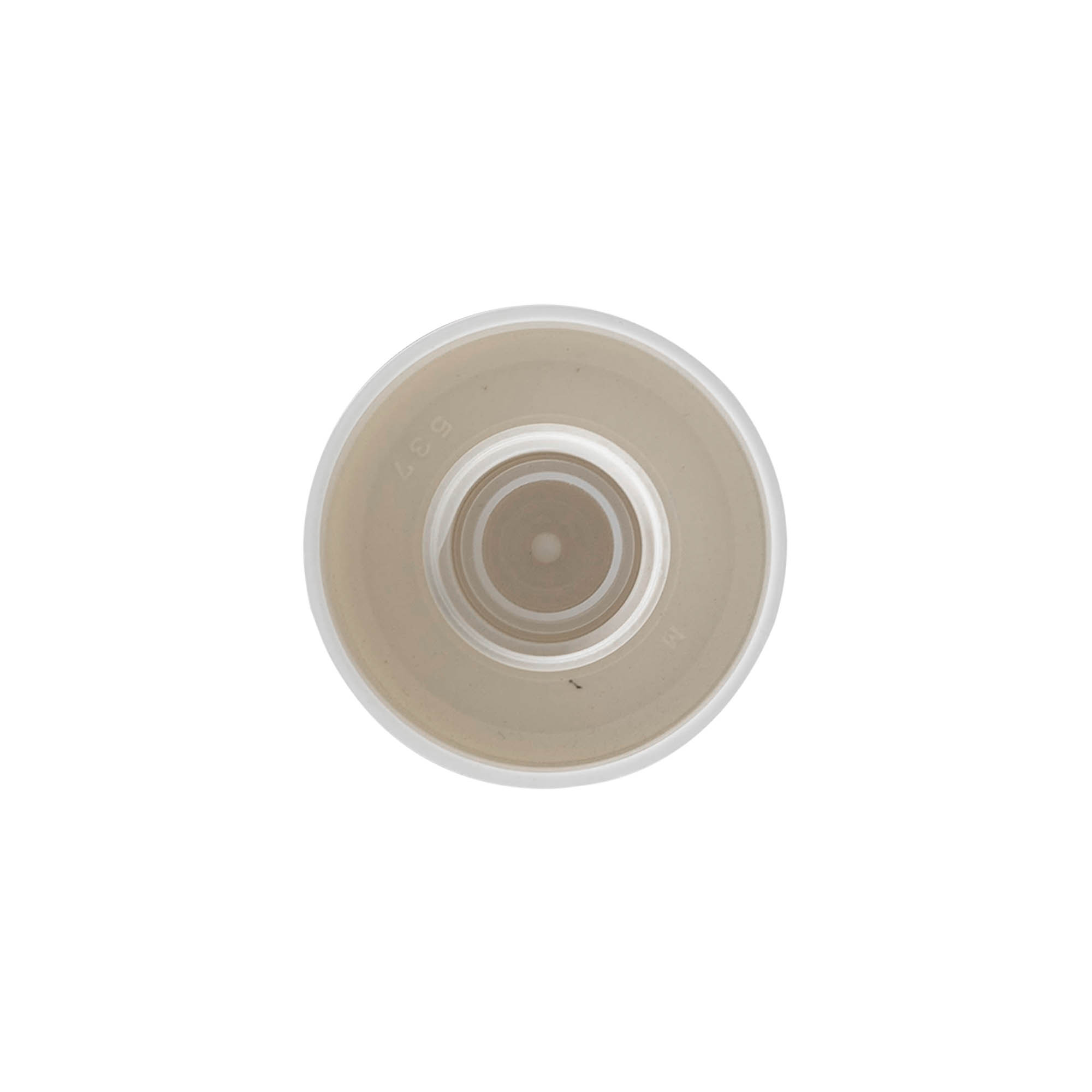 Tampa de rosca para frasco redondo com inserto de seringa, plástico PE, branco, para bocal: DIN 18 Tampa de rosca para frasco redondo com inserto de seringa, plástico PE, branco, para bocal: DIN 18