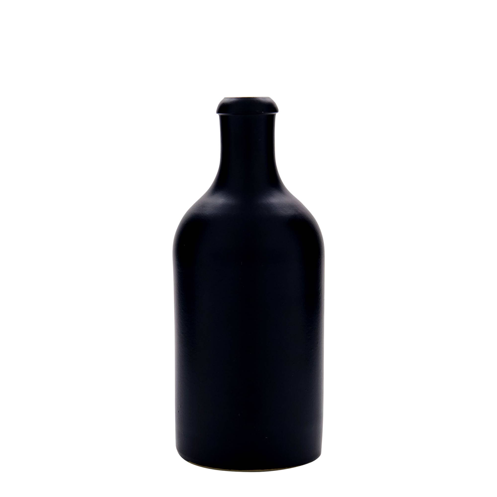 Jarro de barro 500 ml, grés, preto, boca: cortiça