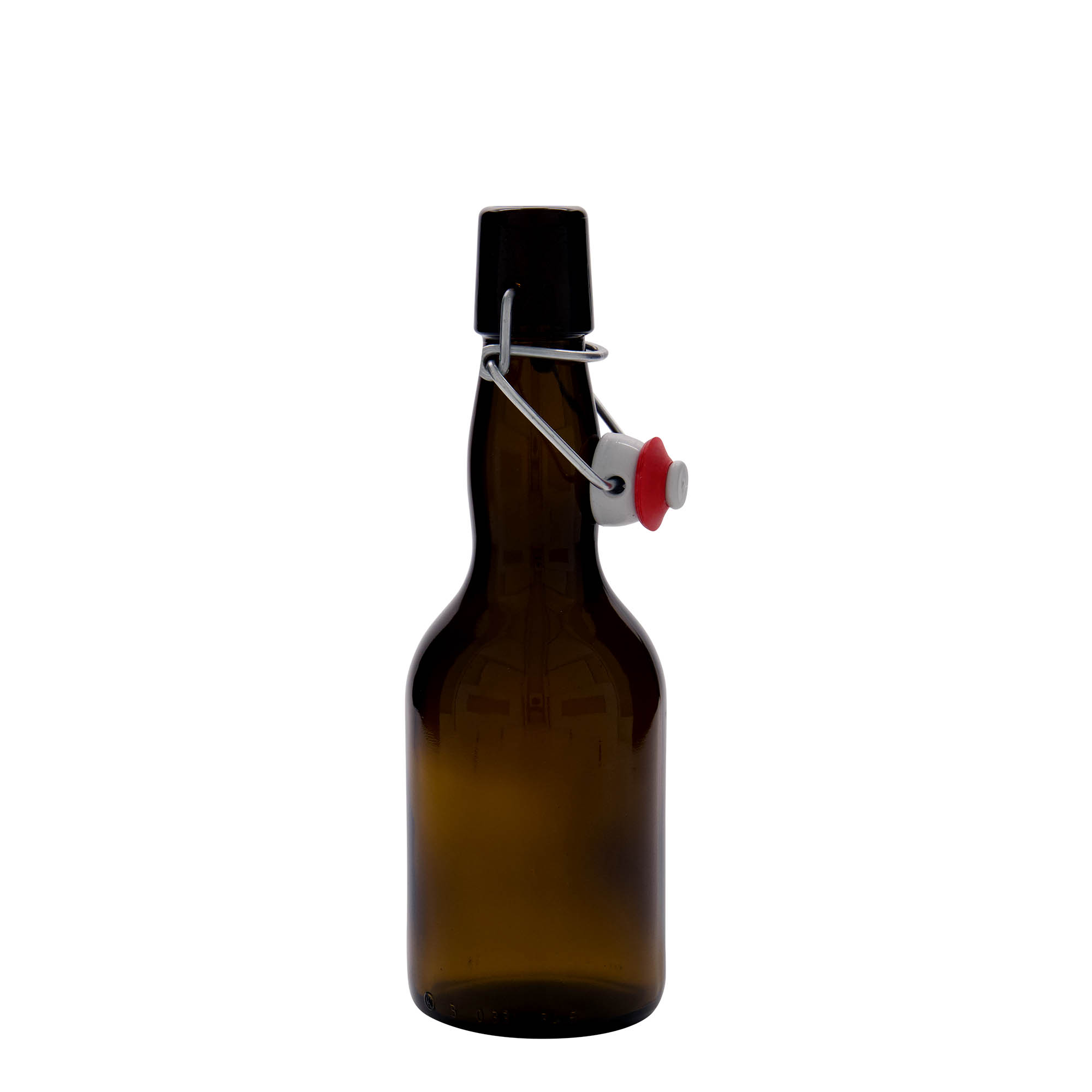 Garrafa de cerveja de 330 ml com gargalo de pescoço, vidro, castanha, boca: fecho de mola Garrafa de cerveja de 330 ml com gargalo de pescoço, vidro, castanha, boca: fecho de mola