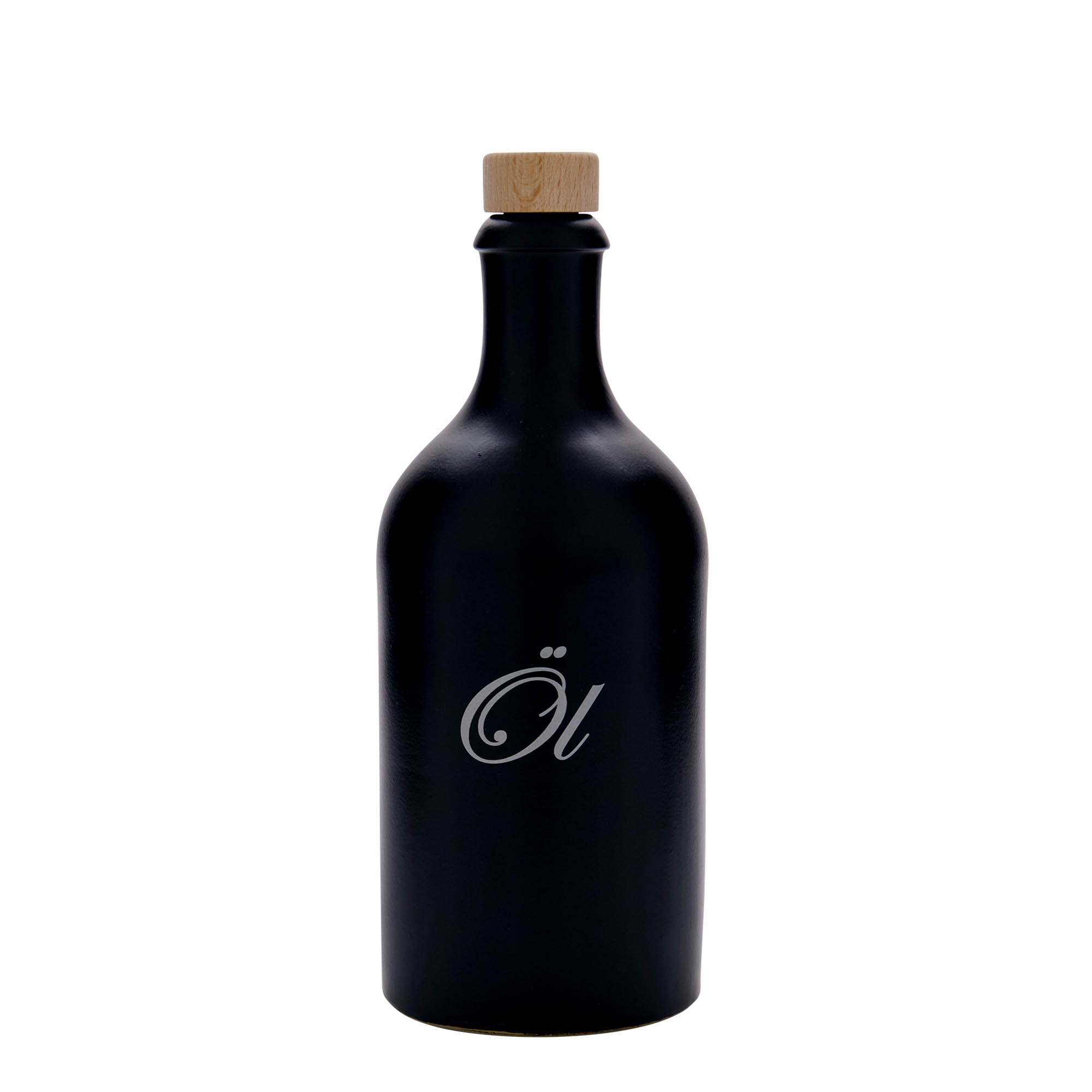 Jarro de barro 500 ml, motivo: óleo, grés, preto, boca: cortiça Jarro de barro 500 ml, motivo: óleo, grés, preto, boca: cortiça