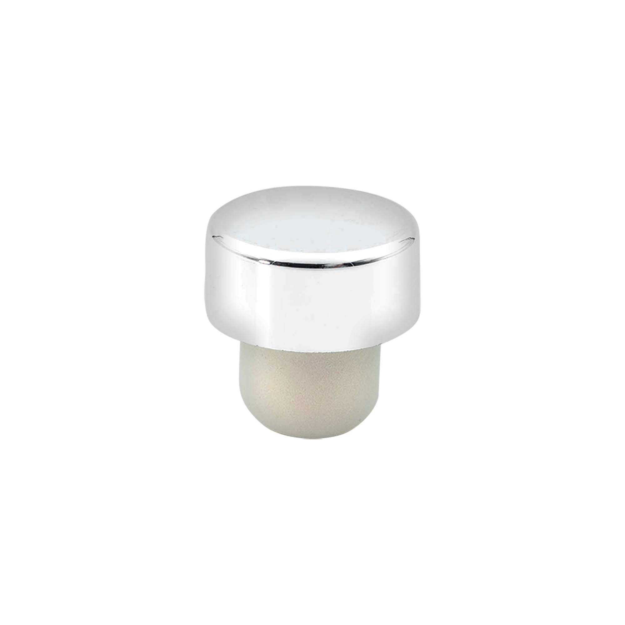 Rolha de pega 19 mm, plástico, prateada, para boca: cortiça Rolha de pega 19 mm, plástico, prateada, para boca: cortiça