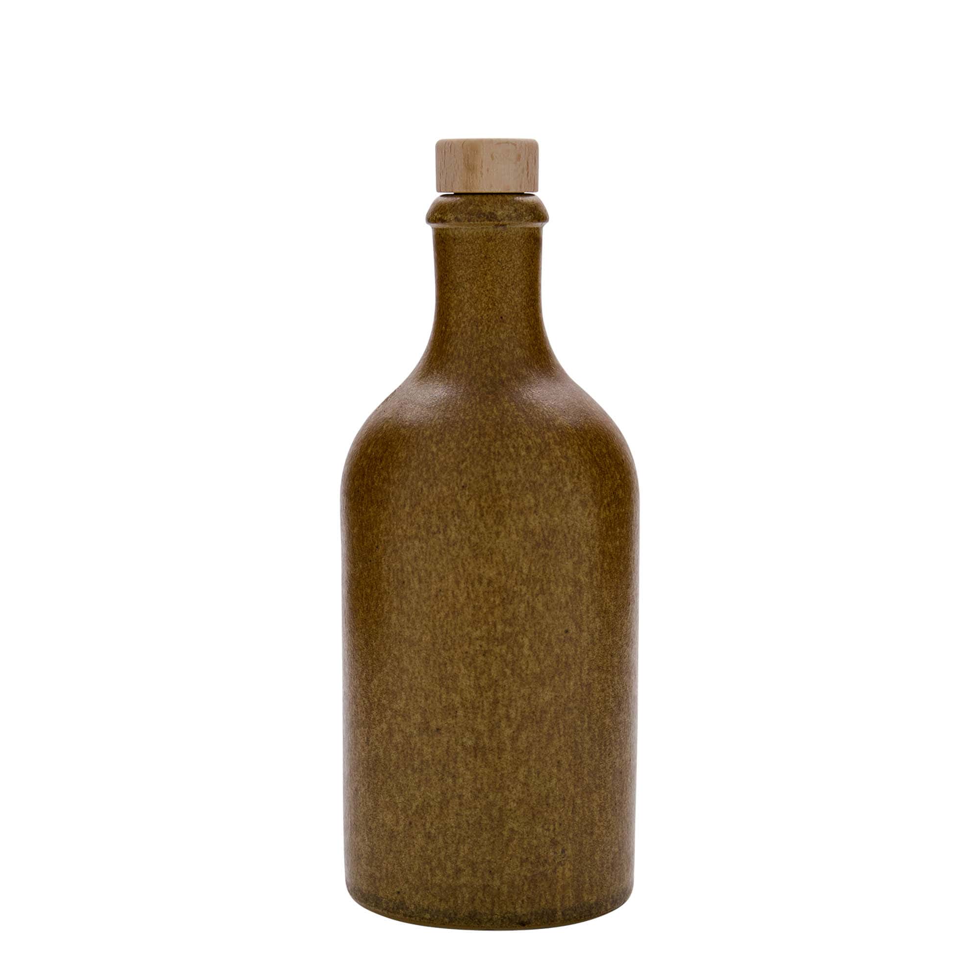 Jarro de barro 500 ml, grés, castanho-cristal, boca: cortiça