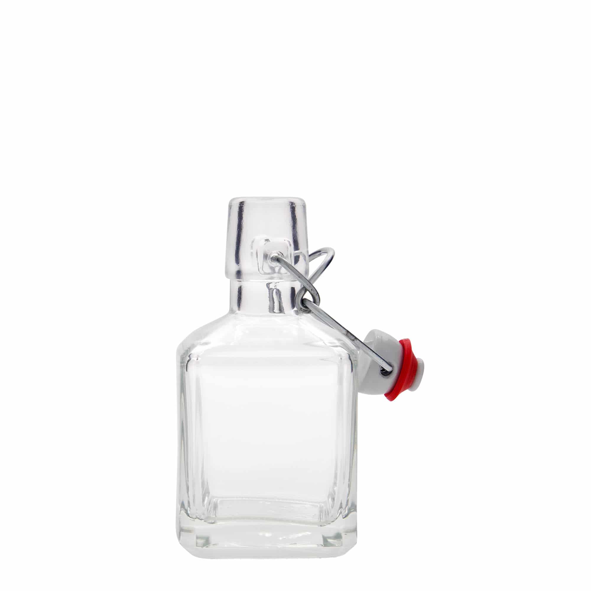 Garrafa de vidro de 200 ml 'Kubica', quadrada, bocal: fecho de alavanca