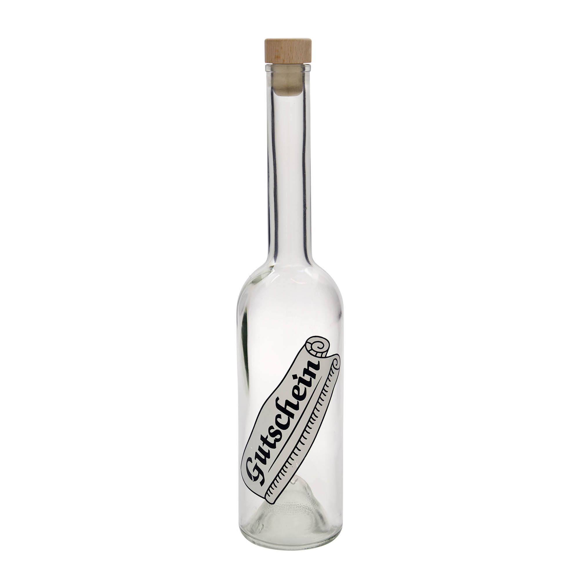 Garrafa de vidro de 500 ml 'Opera', motivo: voucher, boca: cortiça