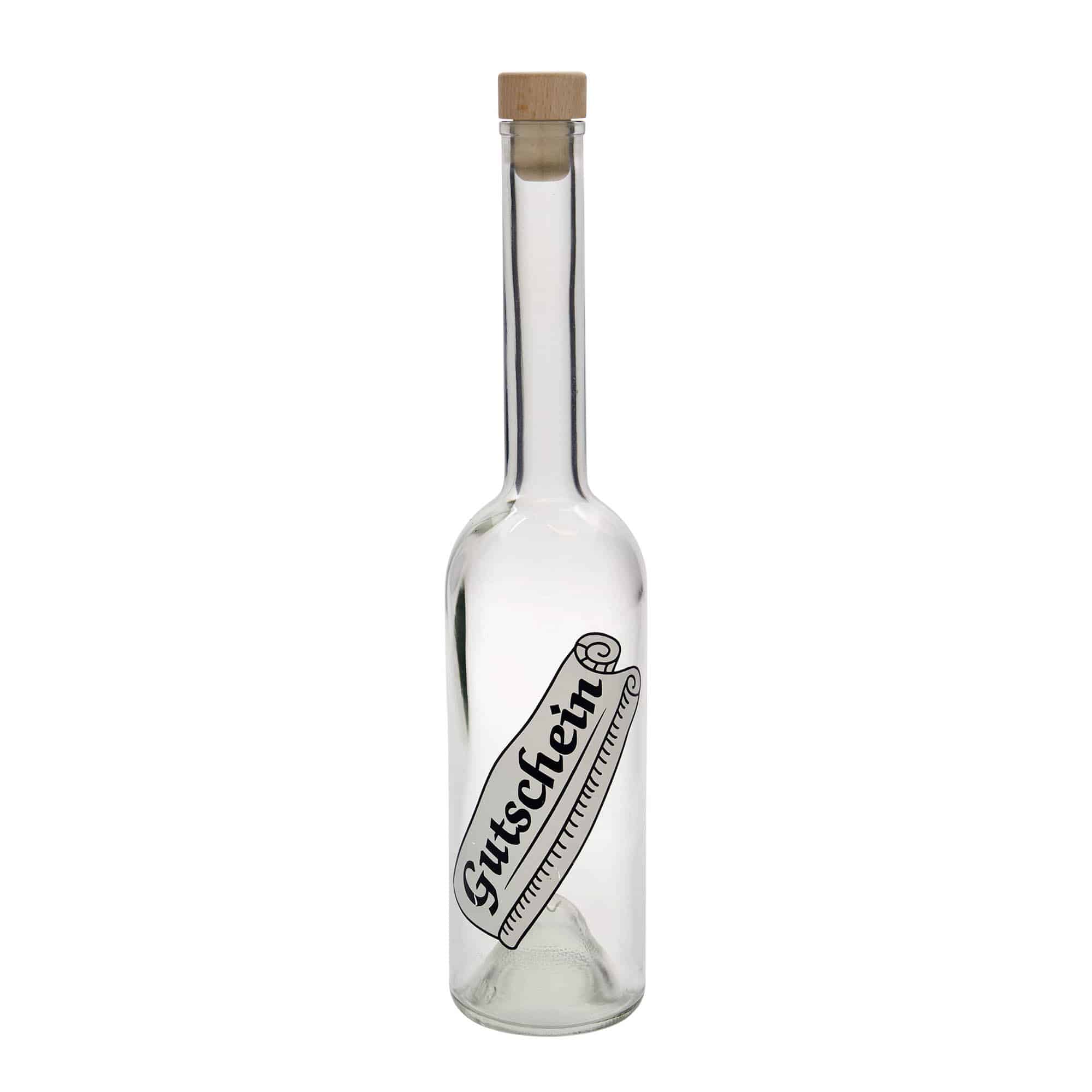 Garrafa de vidro de 500 ml 'Opera', motivo: voucher, boca: cortiça