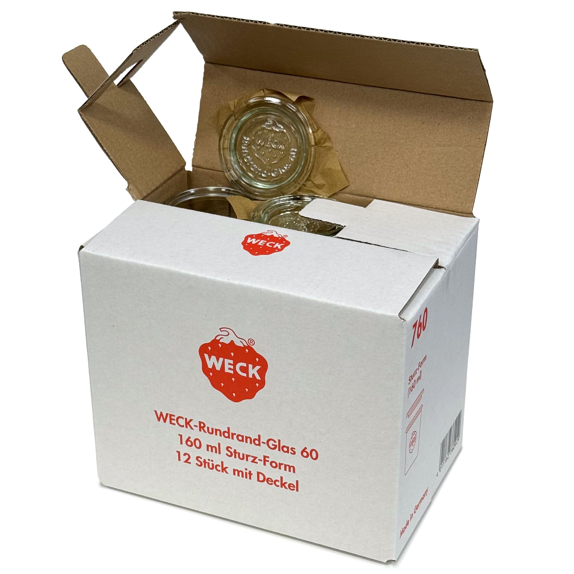 12x 160 ml frasco WECK com tampa de vidro RR 60