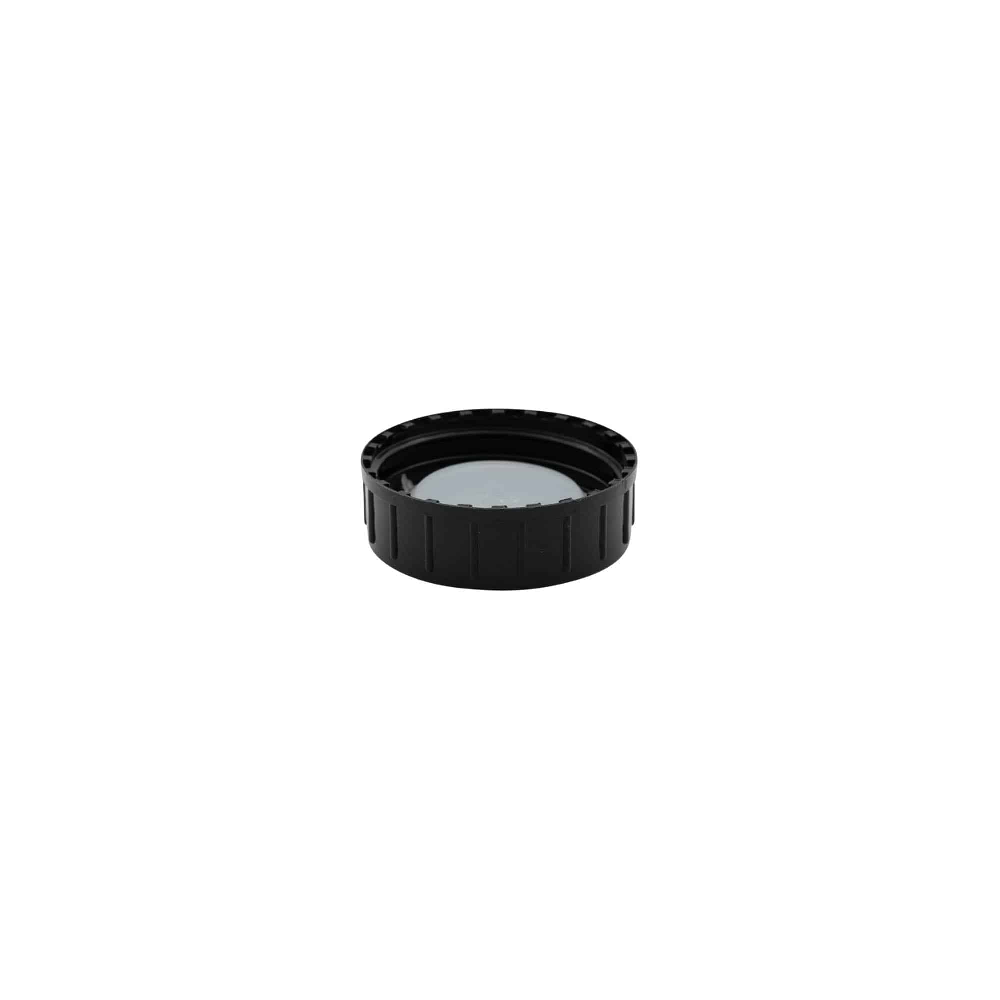 Tampa de rosca, plástico PP, preto, boca: DIN 40