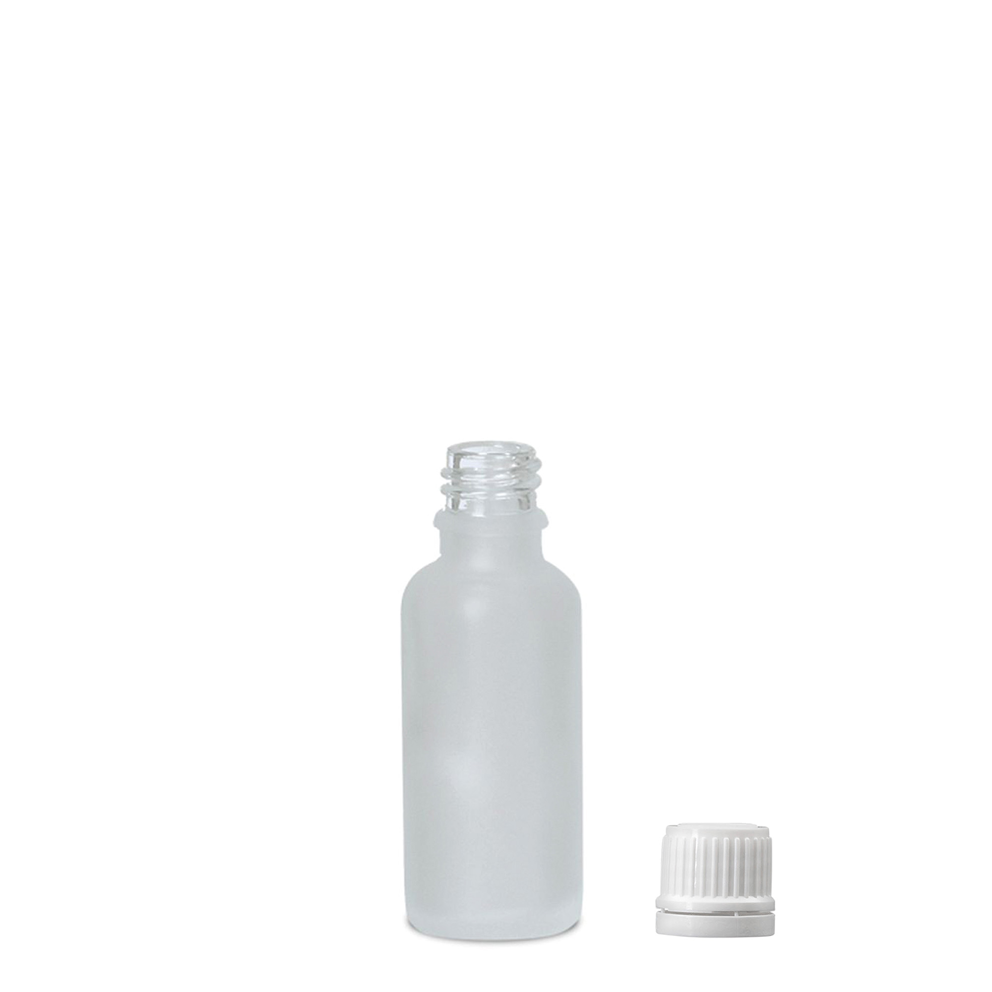 Frasco de medicamento de 30 ml, vidro, fosco, boca: DIN 18 Frasco de medicamento de 30 ml, vidro, fosco, boca: DIN 18